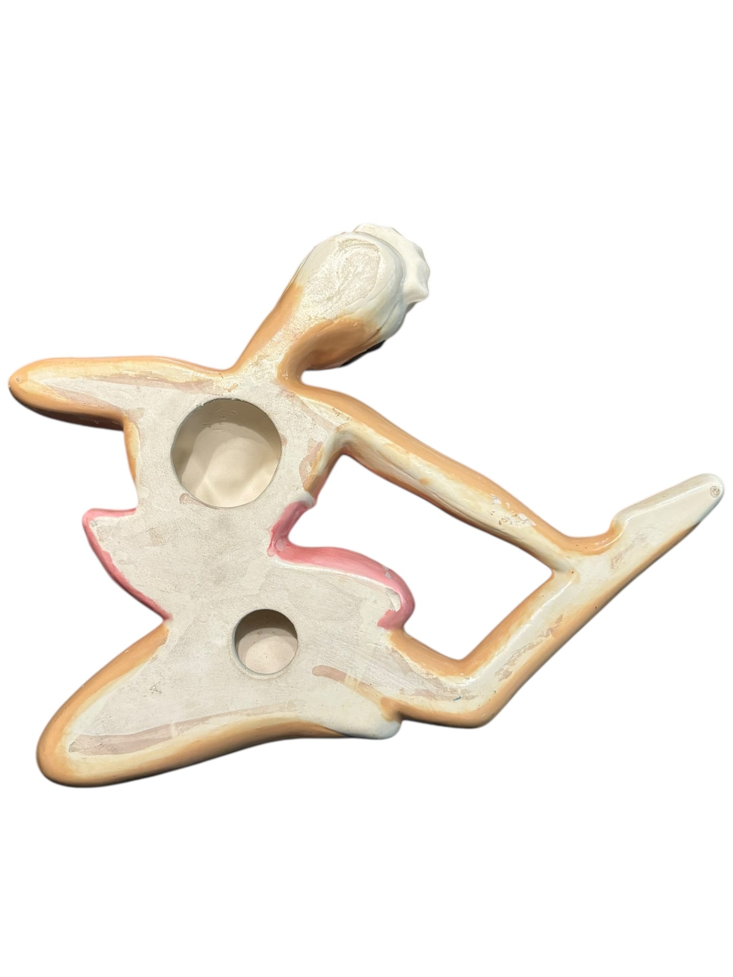 Vintage MCM Chalkware Set Of 2 Masked Ballerina Dancer Wall Plaques 10”