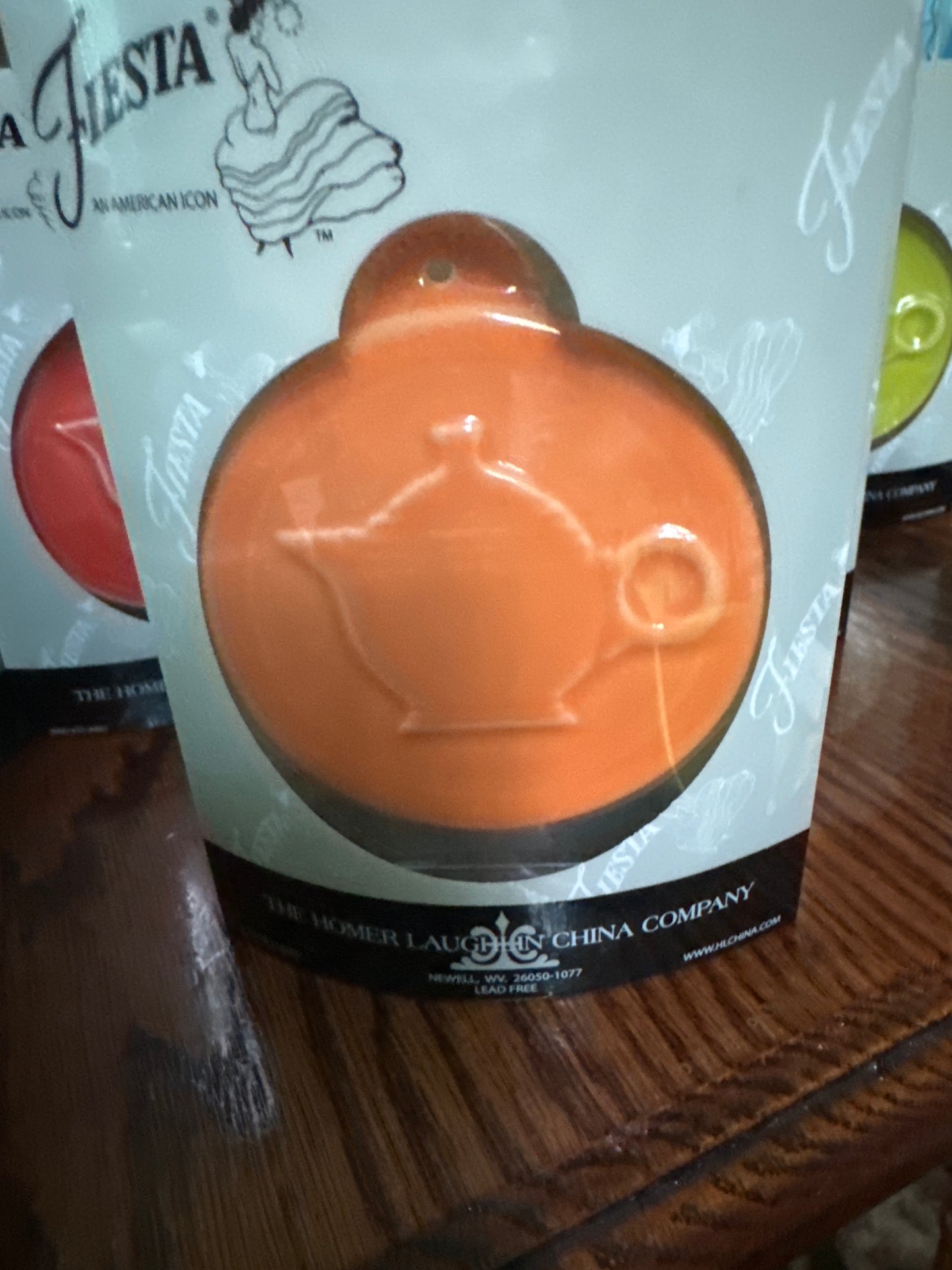 Fiesta Ornament Embossed Teapot Tangerine HLCCA
