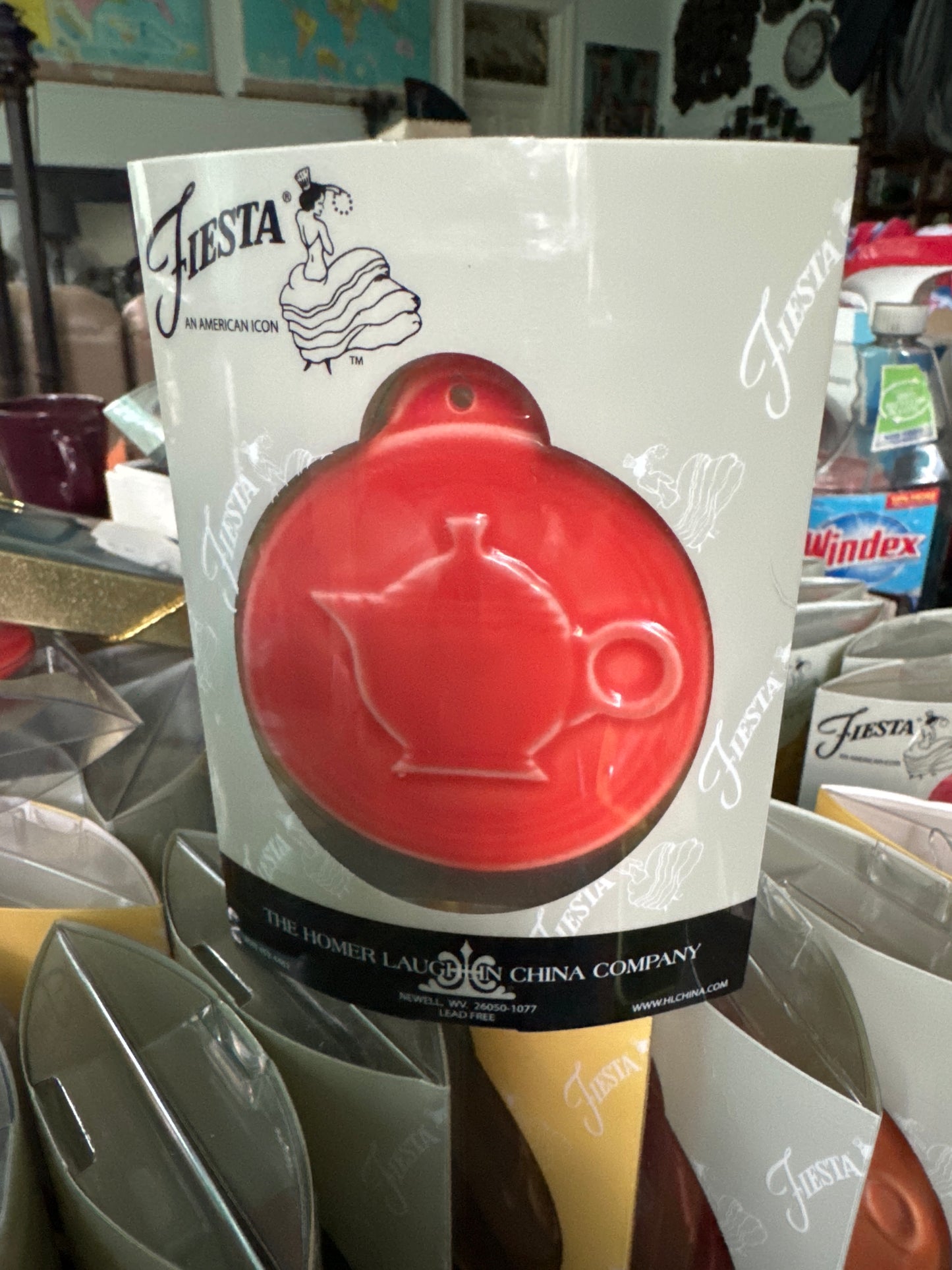 Fiesta Ornament Embossed Persimmon HLCCA Exclusive Teapot only 144 made
