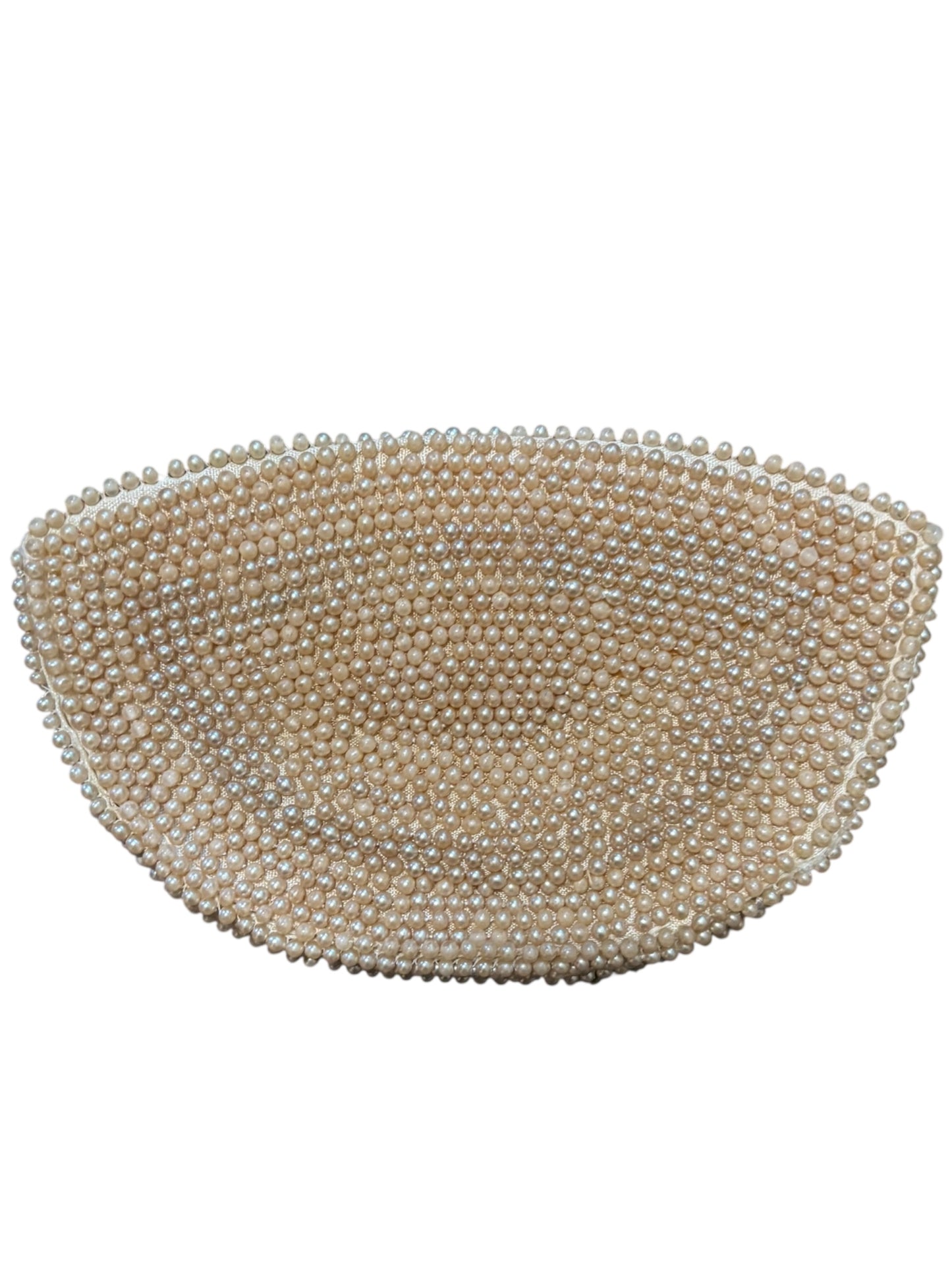 Antique Beaded Intricate Geometric Cream Pearl Vintage Small Clutch Handbag 4”