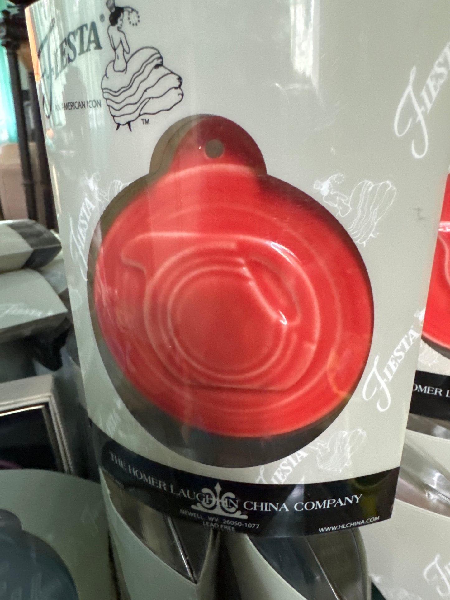Fiesta Ornament Embossed Persimmon HLCCA Exclusive Disk Pitcher only 144 made
