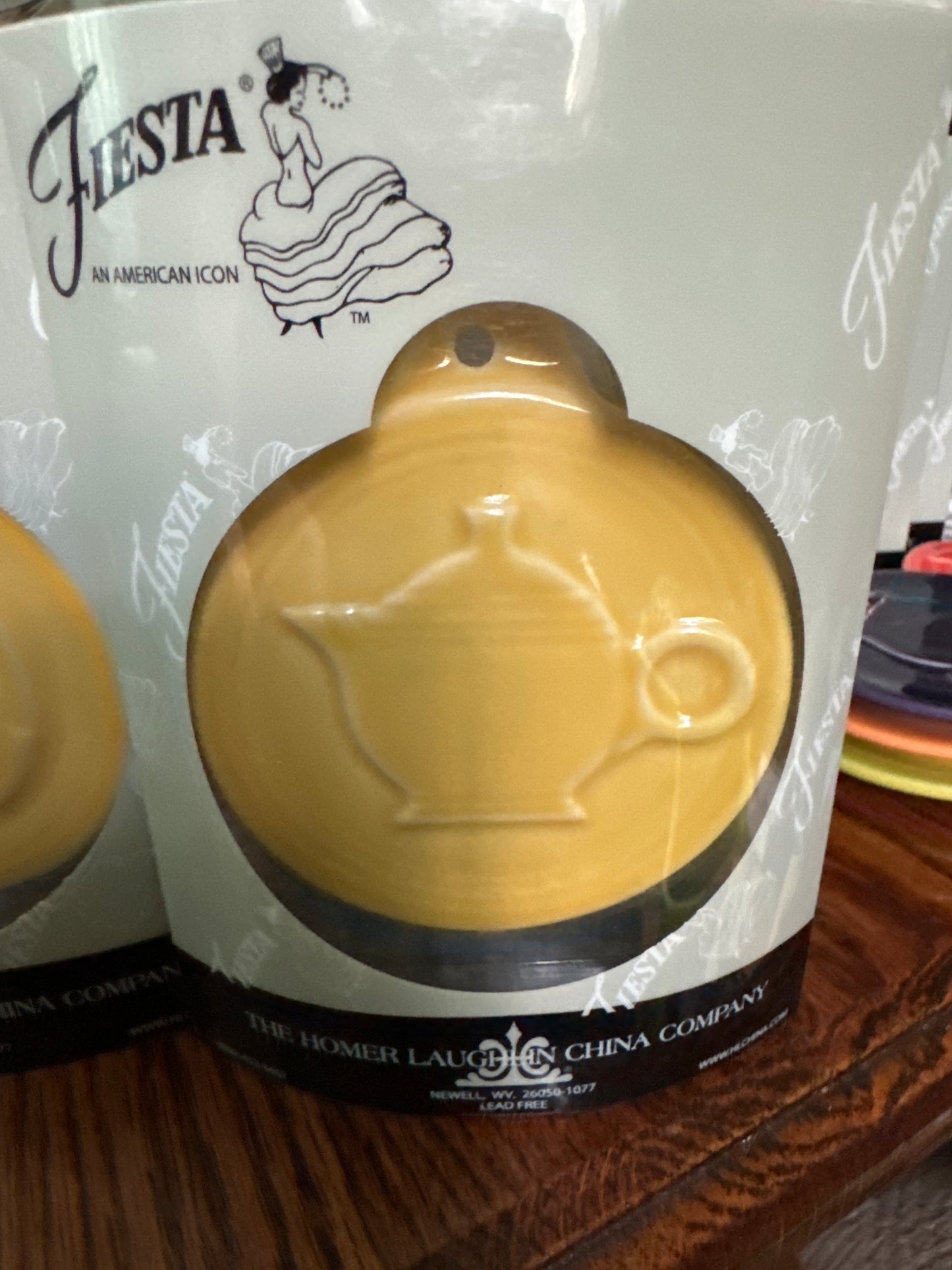 Fiesta Ornament Embossed Yellow HLCCA Exclusive Teapot only 144 made