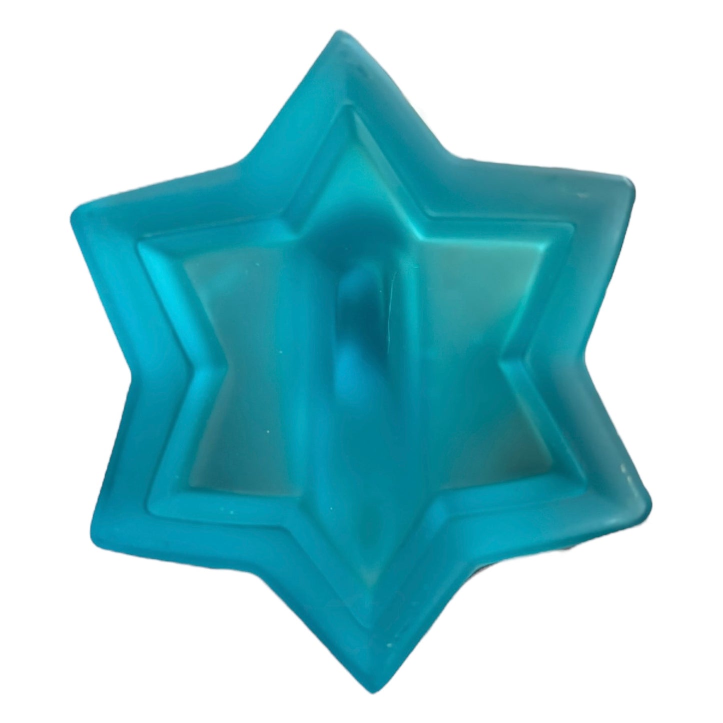 Vintage LE Smith Frosted Blue Glass Angel Candle Holder Set of 2.5” tall