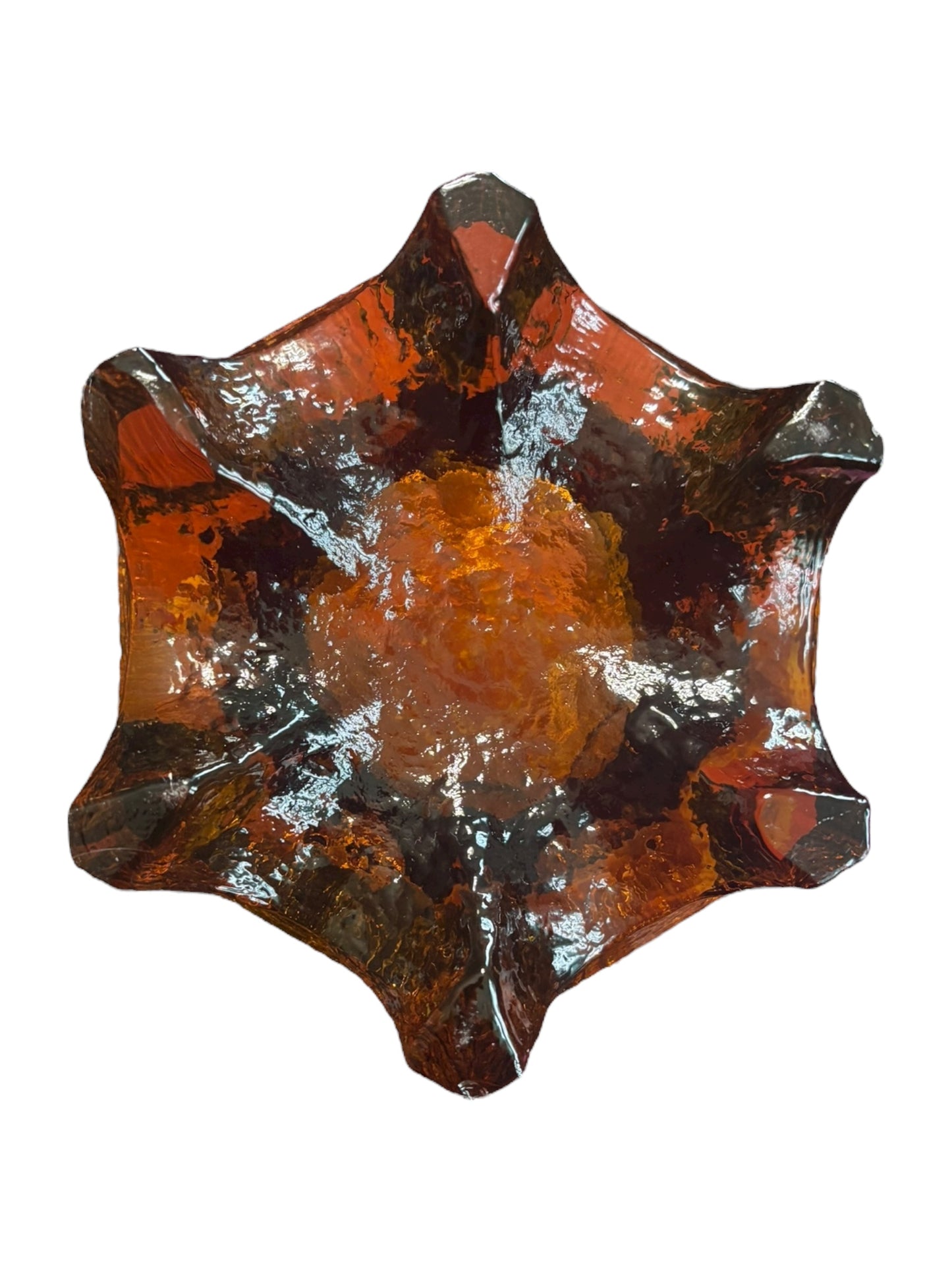 Vintage LE Smith Amber Asian Pagoda Glass Fairy Lamp 6” tall