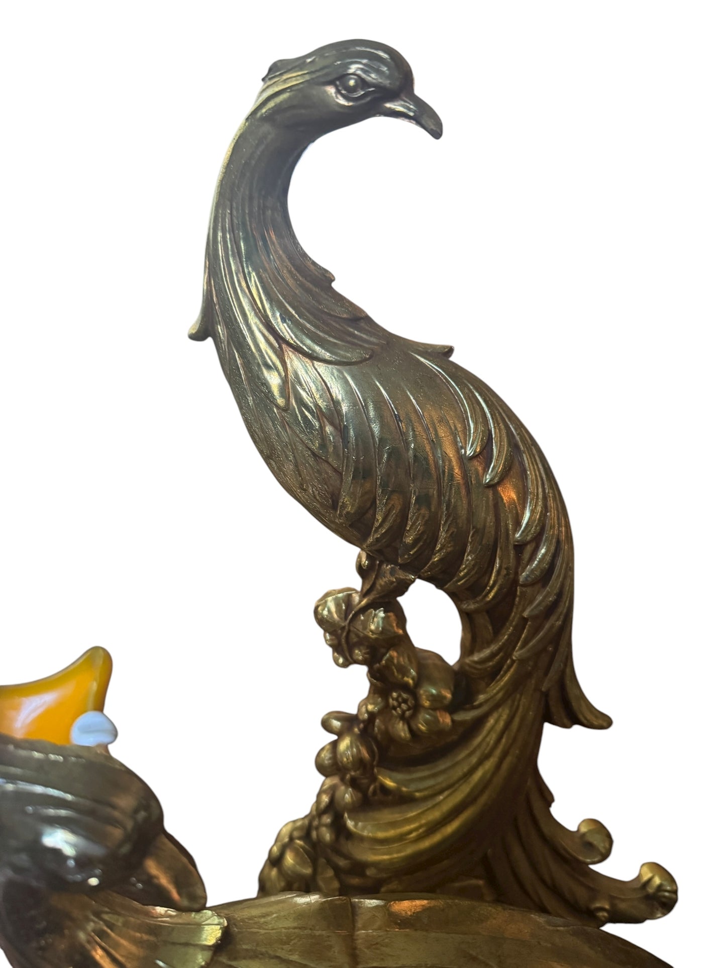 Vintage MCM Hollywood Regency SYROCO Gold 13.5" Peacock Bird Figurines