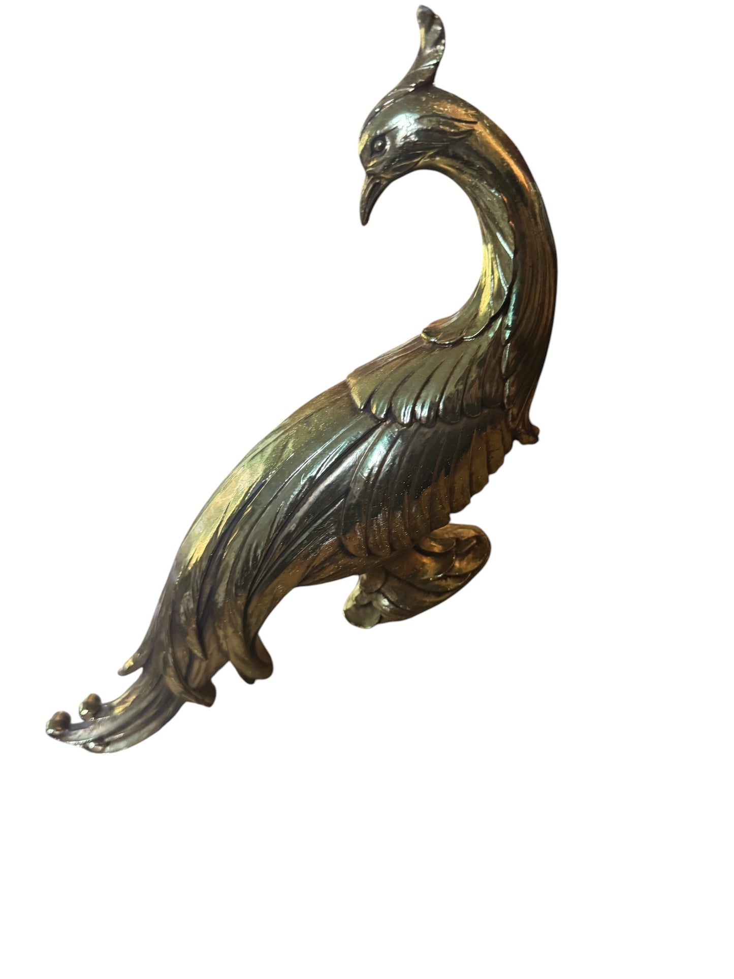 Vintage MCM Hollywood Regency SYROCO Gold 13.5" Peacock Bird Figurines