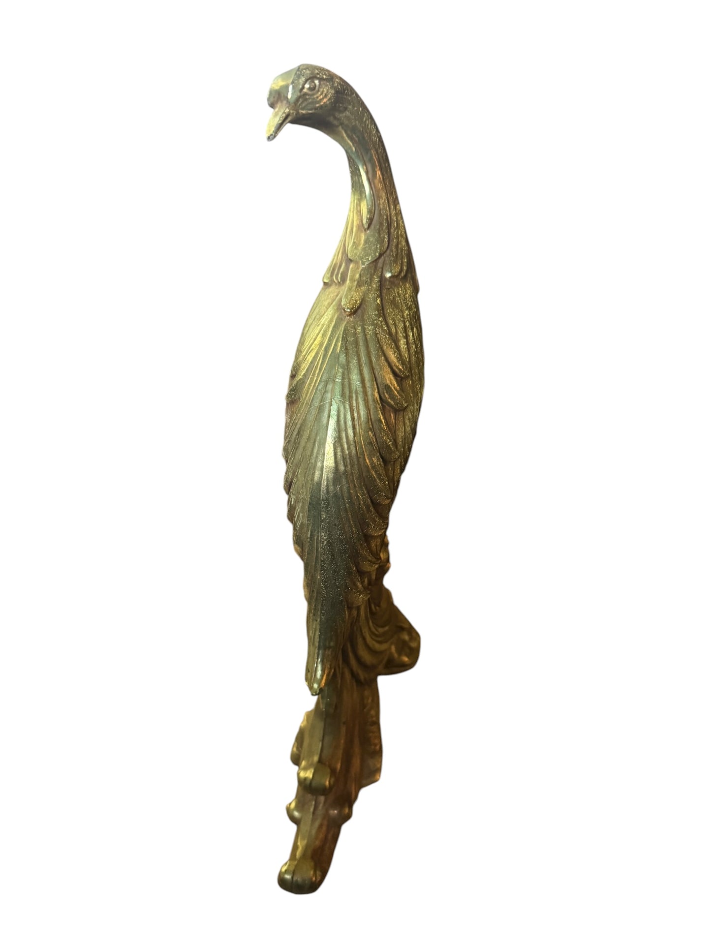Vintage MCM Hollywood Regency SYROCO Gold 13.5" Peacock Bird Figurines