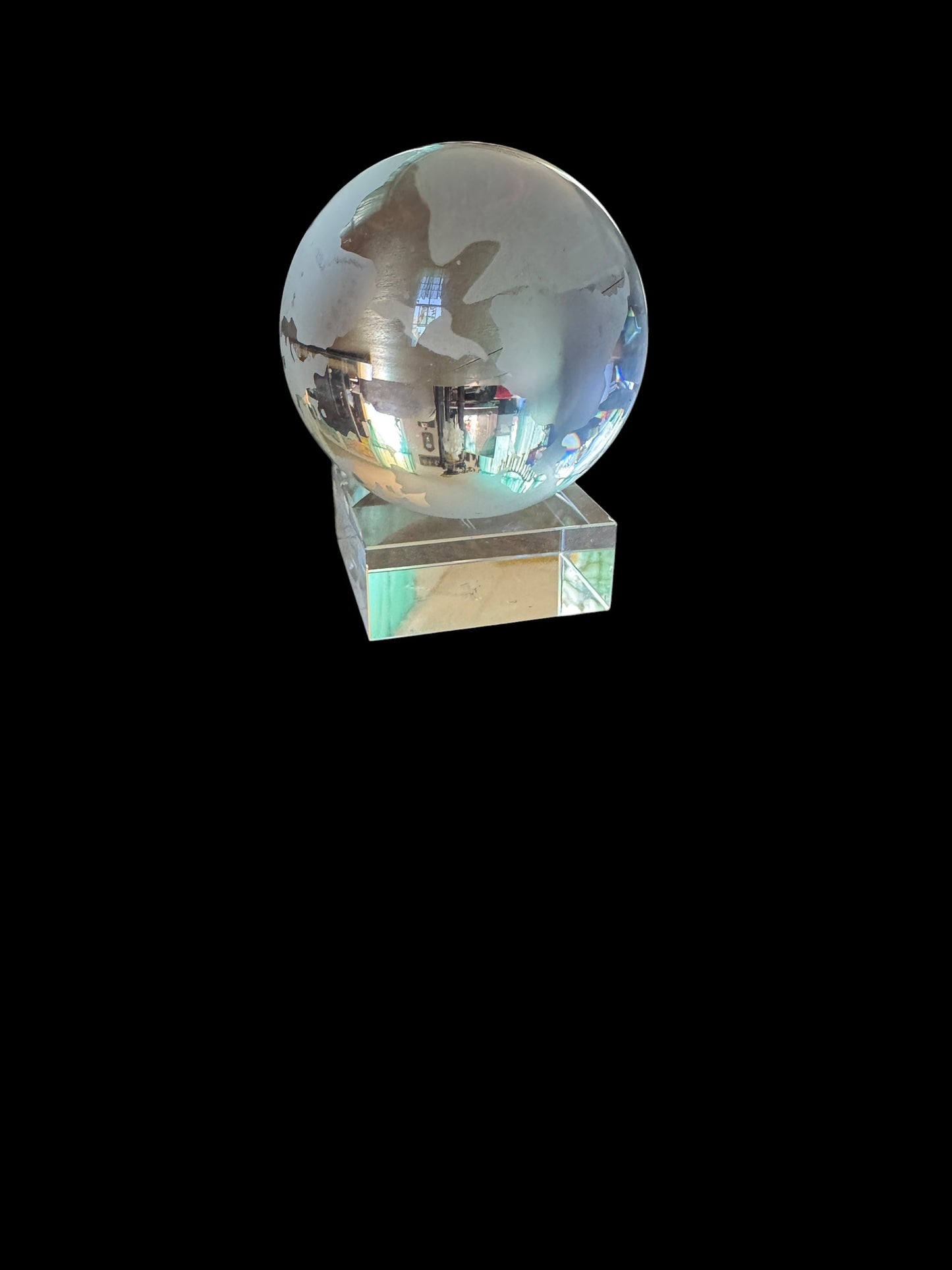 World Globe Glass Paperweight 5”
