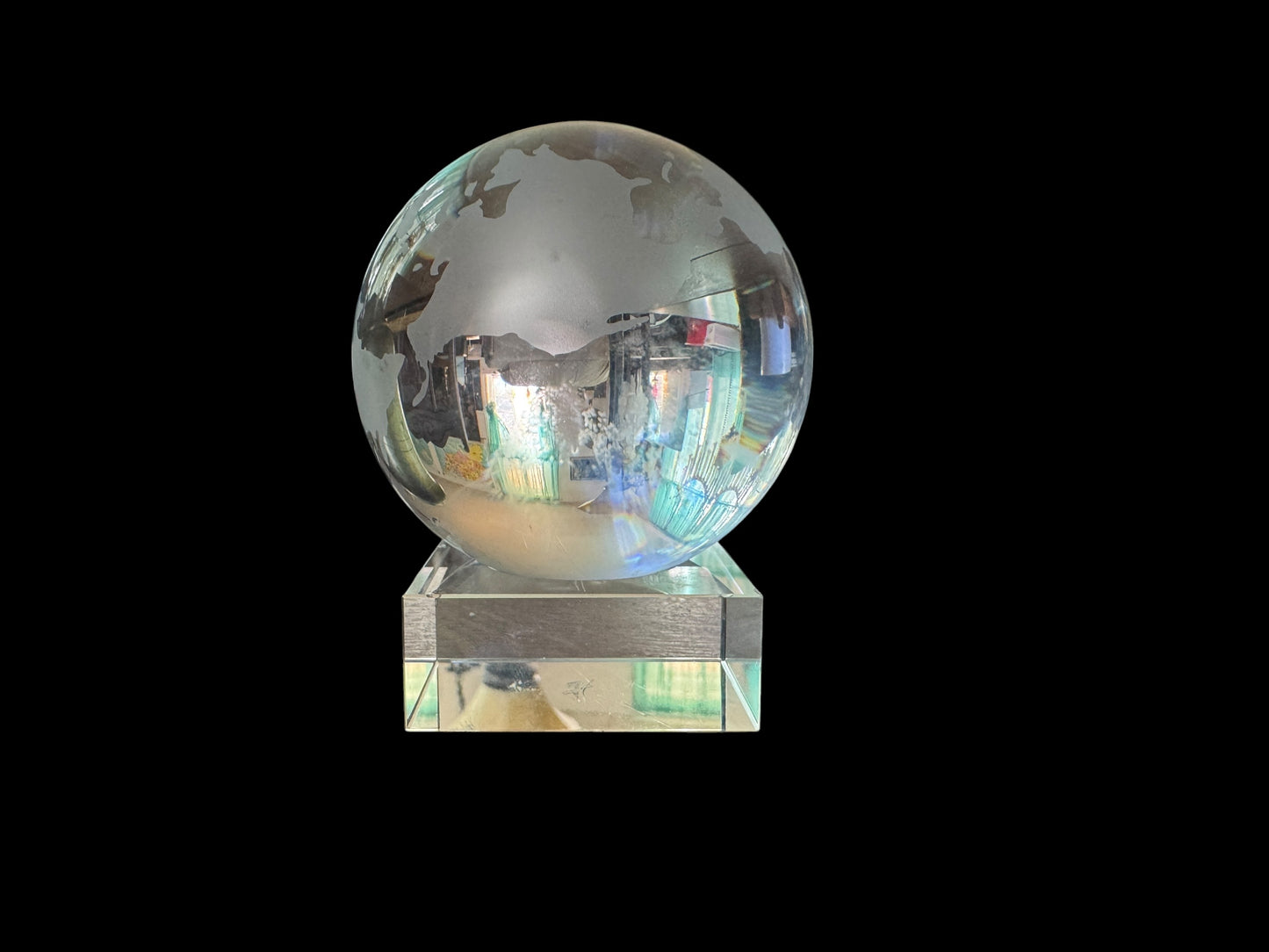 World Globe Glass Paperweight 5”
