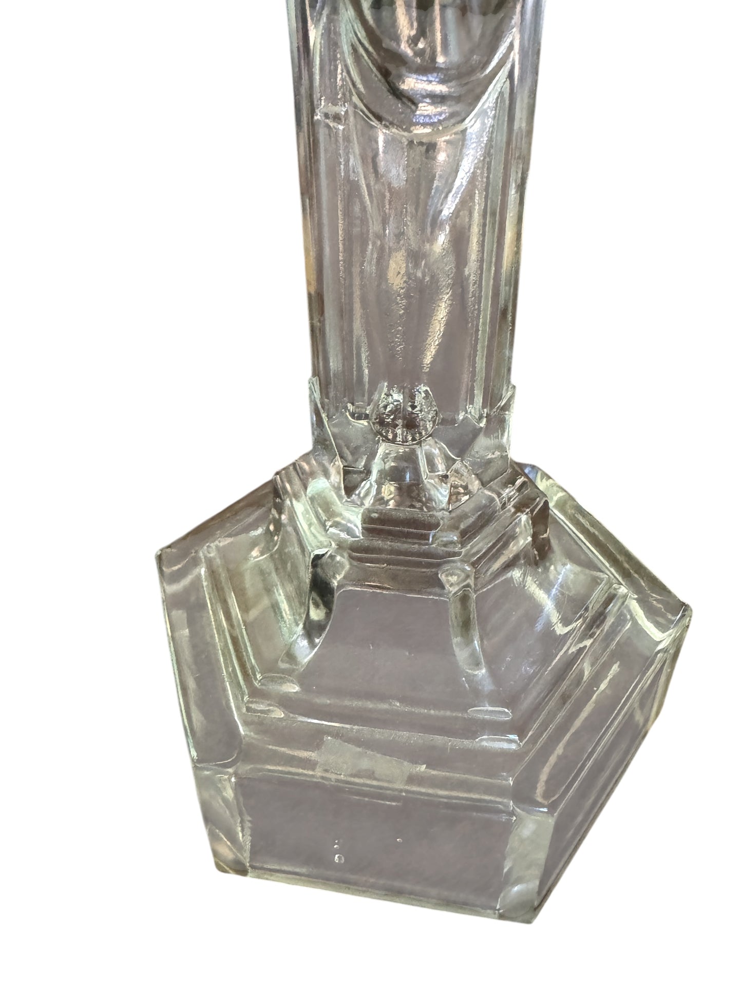 Antique 12” Glass Crucifix Candle Holders
