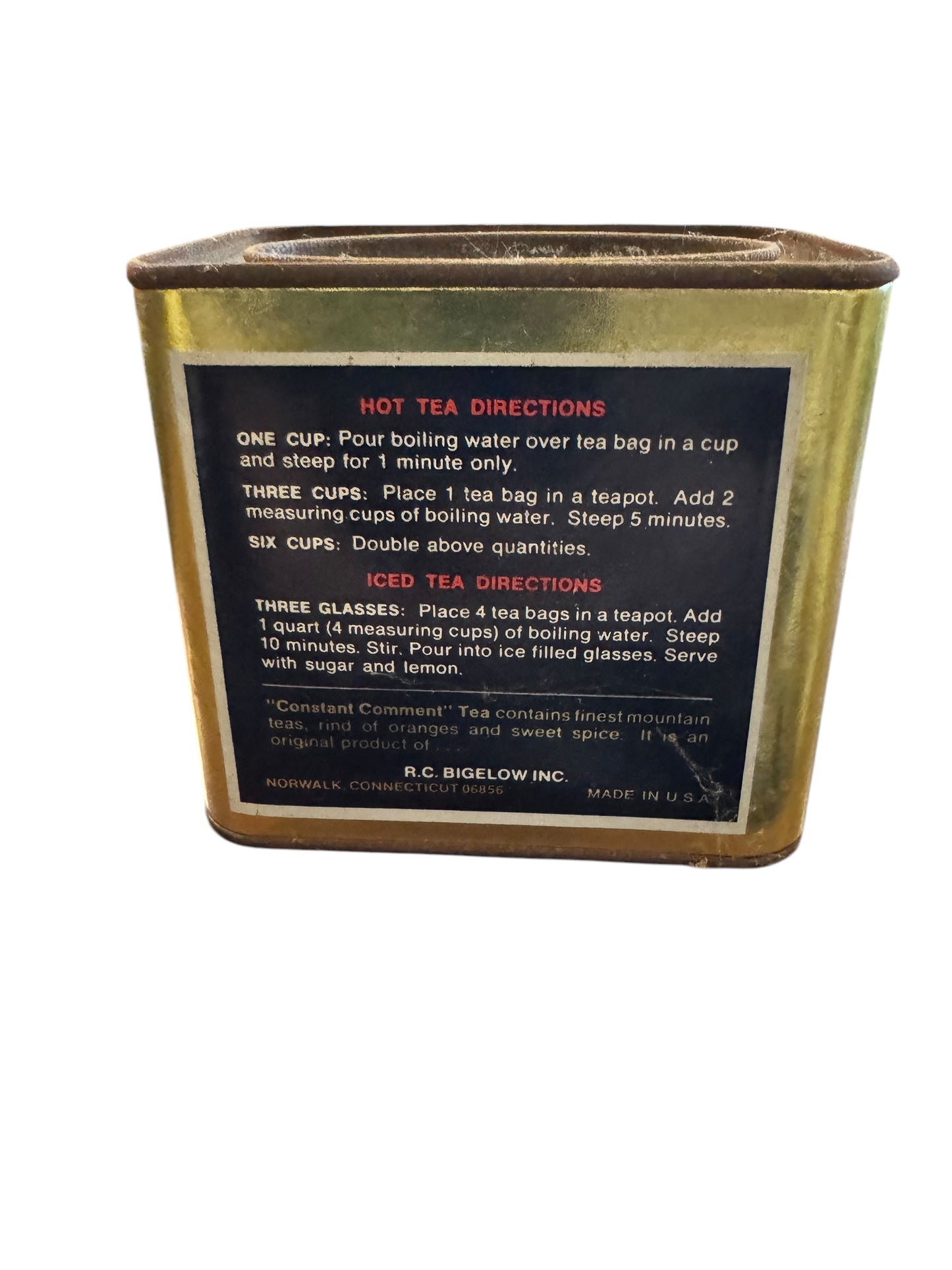 Vintage Bigelow Constant Comment 3.2oz Tea Tin Norwalk Ct