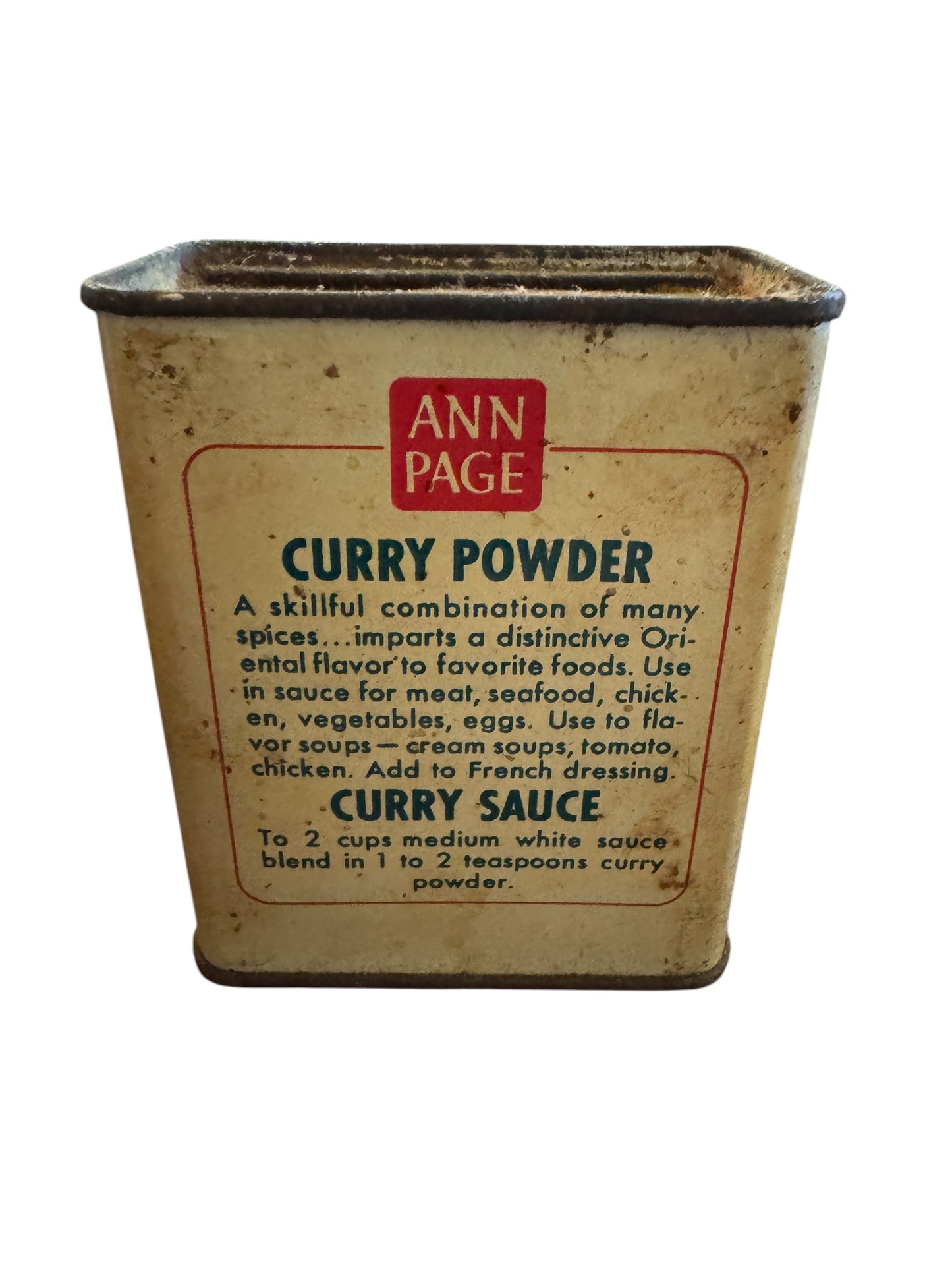 Vintage Ann Page Curry Powder Spice Tin 1 1/2oz New York NY