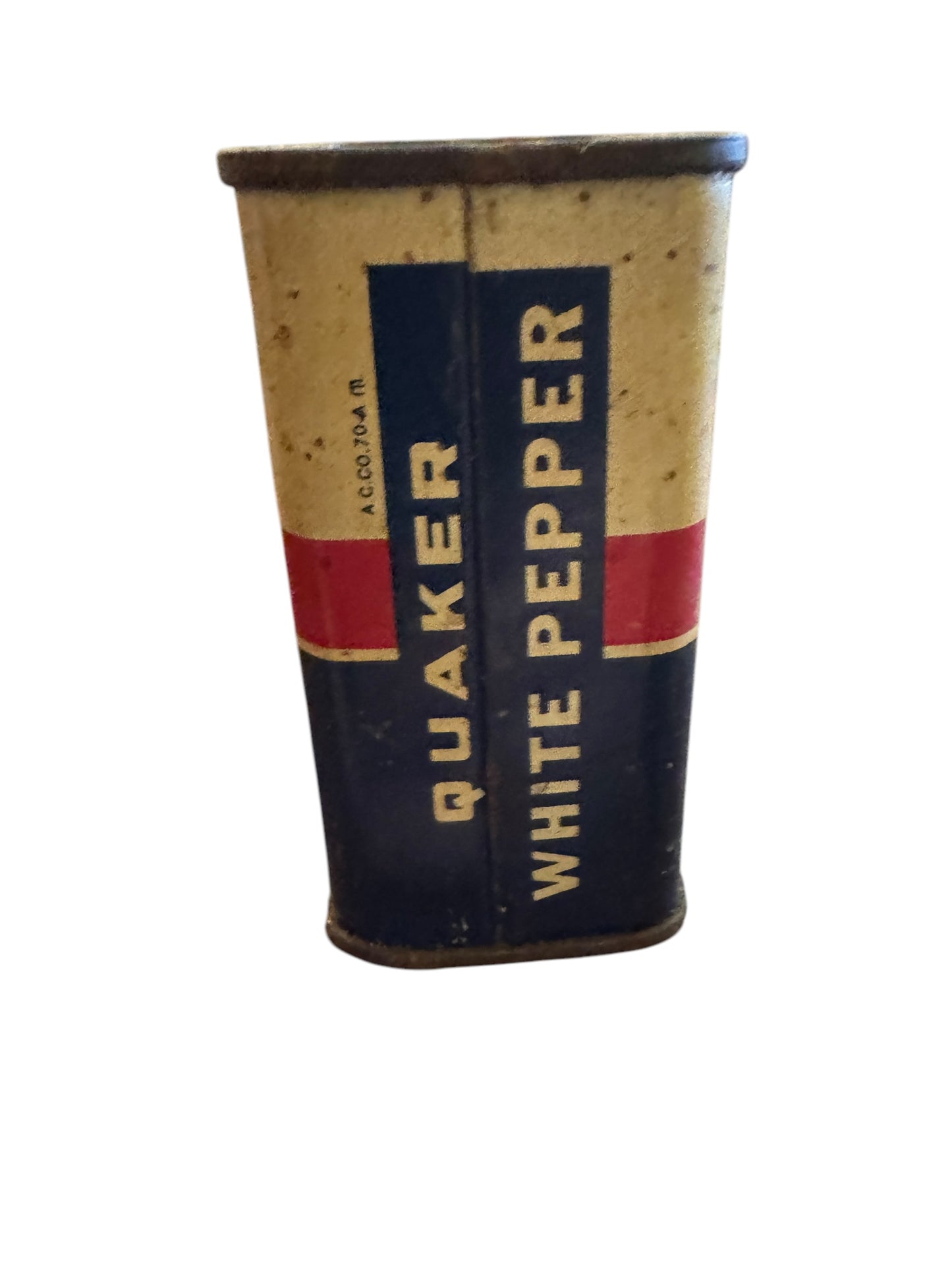 Vintage Spice White Pepper Tin Quaker Lee & Cady Distributors Detroit MI 1 1/2oz