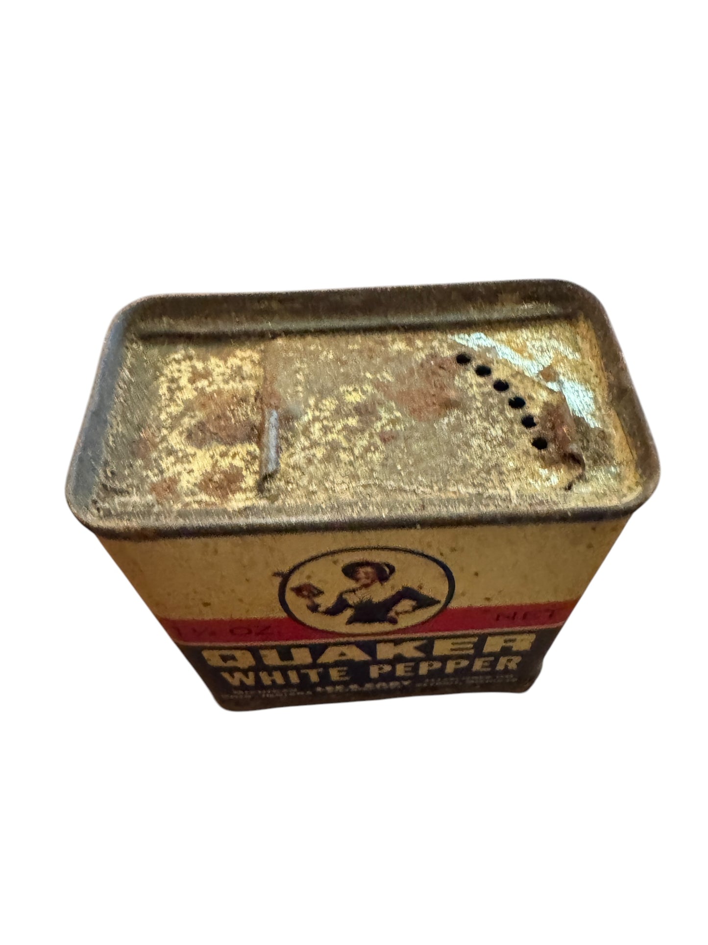 Vintage Spice White Pepper Tin Quaker Lee & Cady Distributors Detroit MI 1 1/2oz