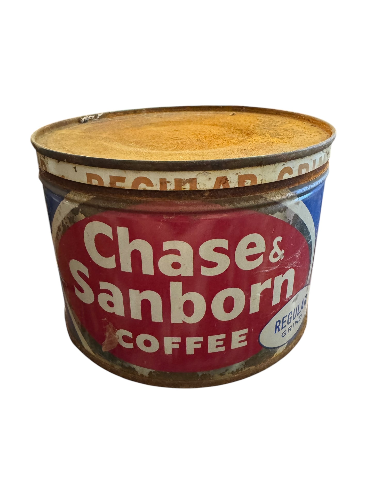 Vintage Chase & Sanborn Coffee Tin Can Standard Brand Key Wind 1 Pound New York N.Y.