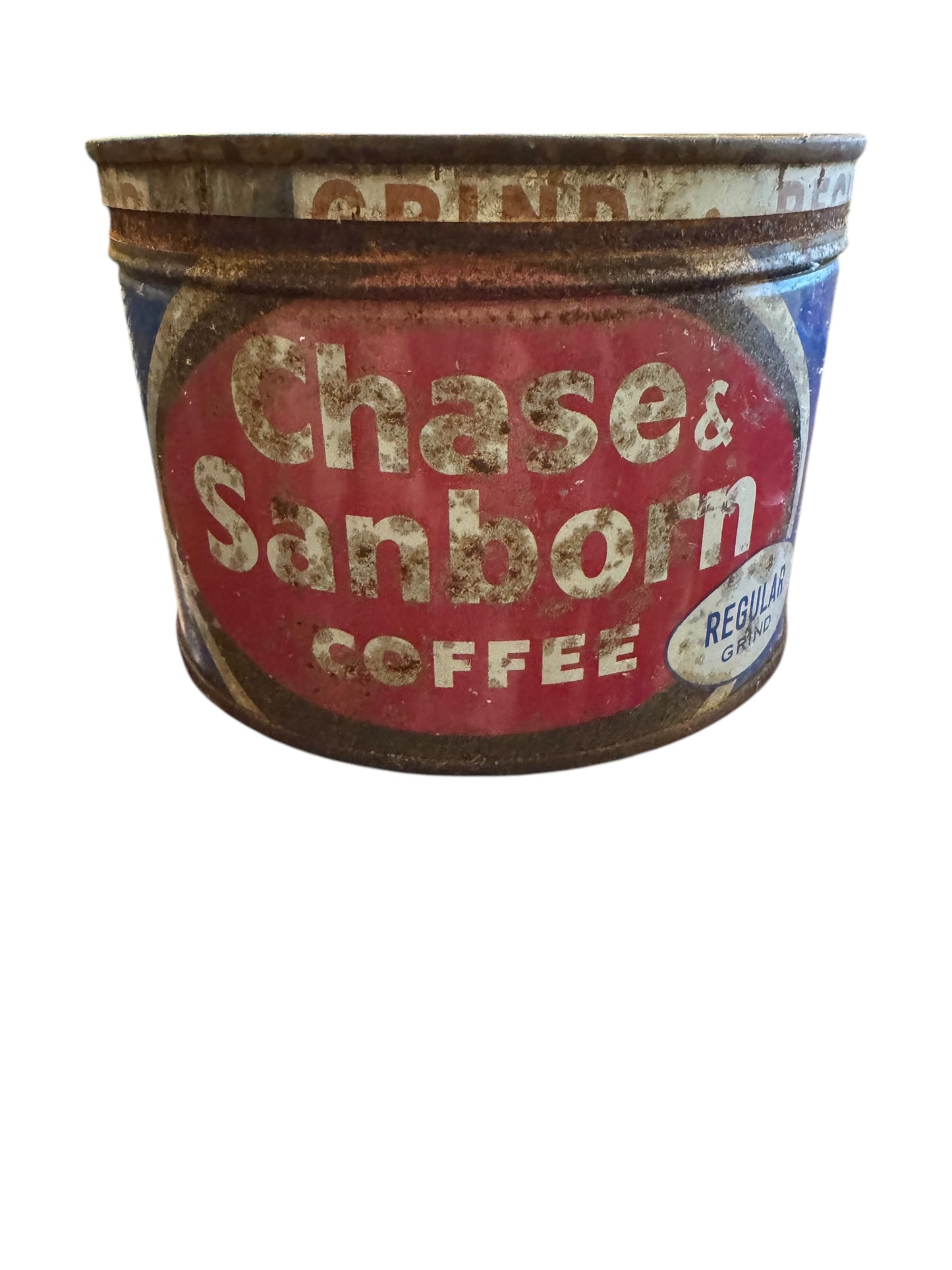 Vintage Chase & Sanborn Coffee Tin Can Standard Brand Key Wind 1 Pound New York N.Y.