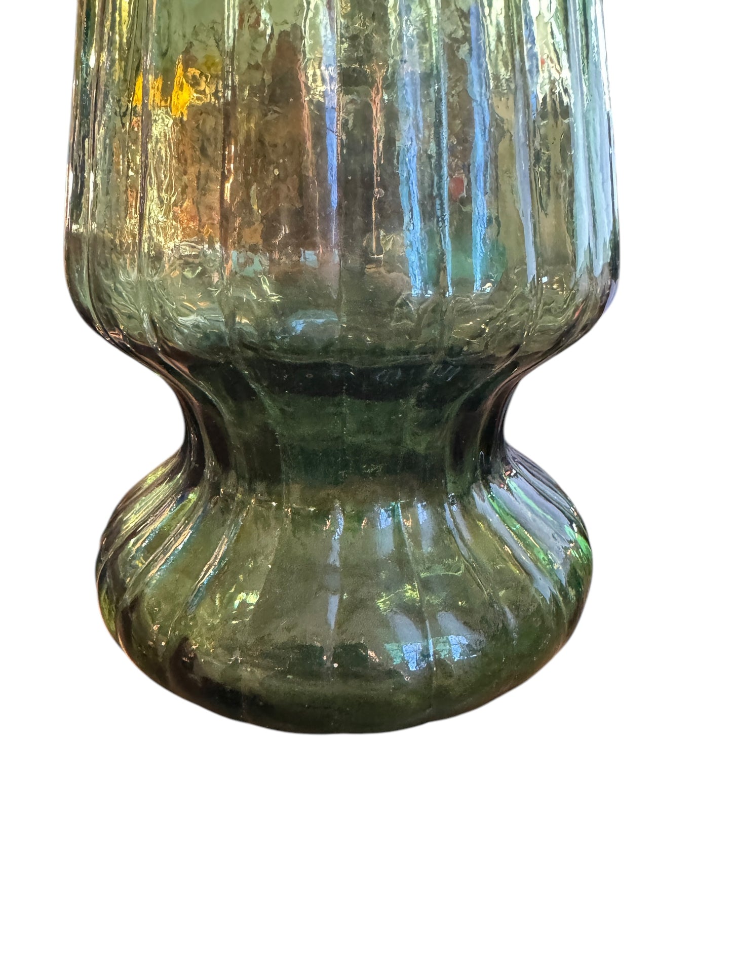 Vintage Green Flaired Empoli Italy Glass 25" Genie Bottle Mid Century Modern