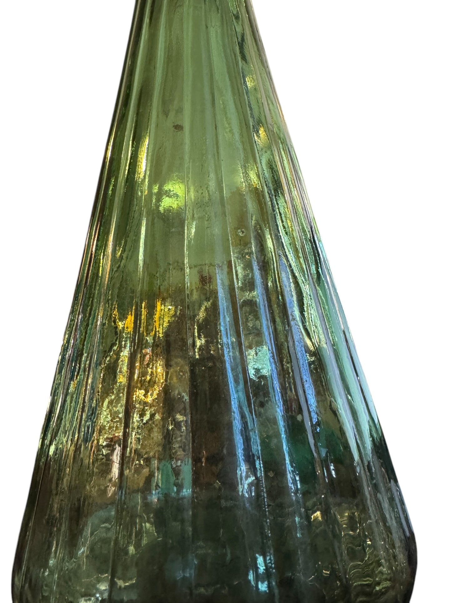 Vintage Green Flaired Empoli Italy Glass 25" Genie Bottle Mid Century Modern