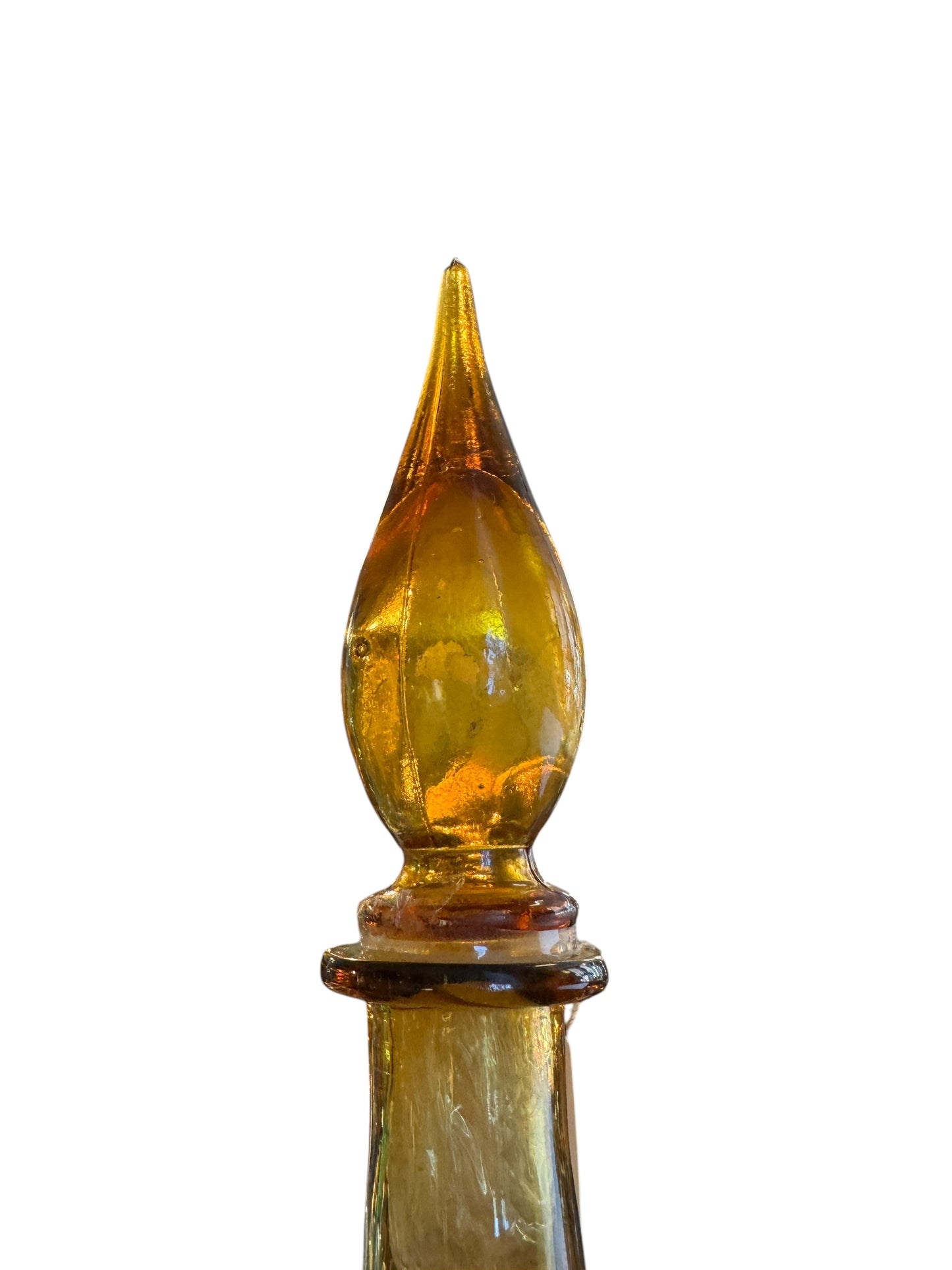 Vintage Amber Flaired Large Bottom Empoli Italy Glass 23" Genie Bottle