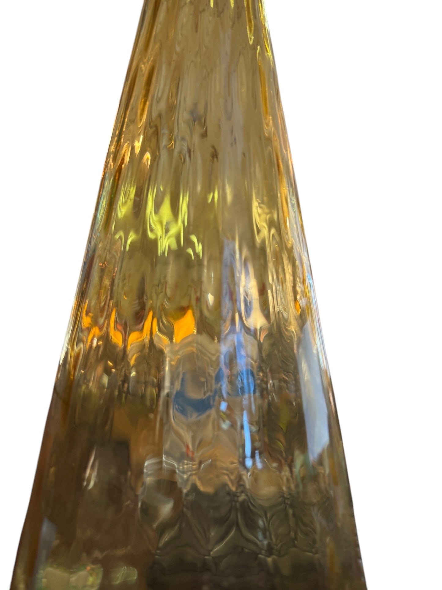 Vintage Amber Flaired Large Bottom Empoli Italy Glass 23" Genie Bottle