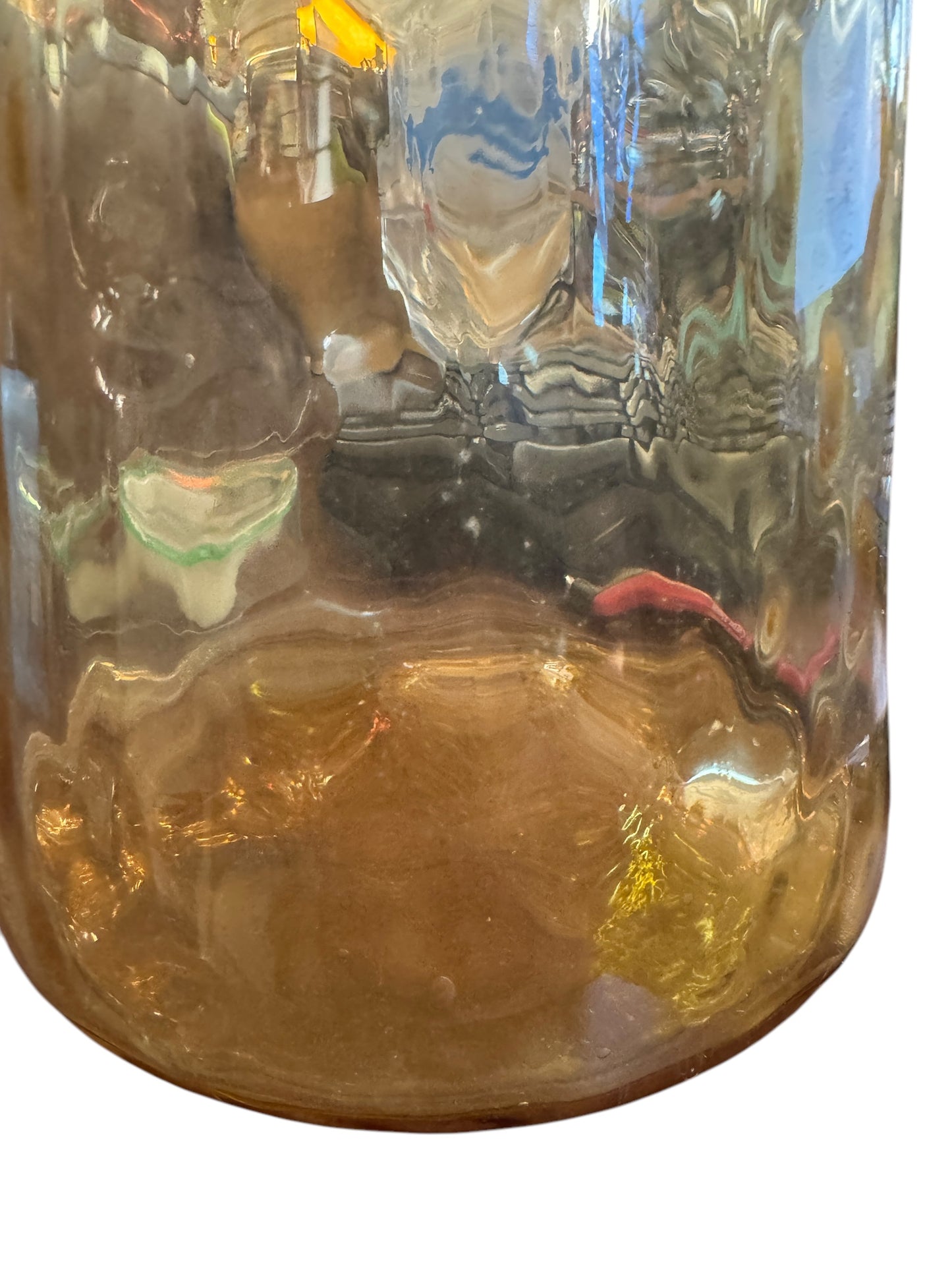 Vintage Amber Flaired Large Bottom Empoli Italy Glass 23" Genie Bottle