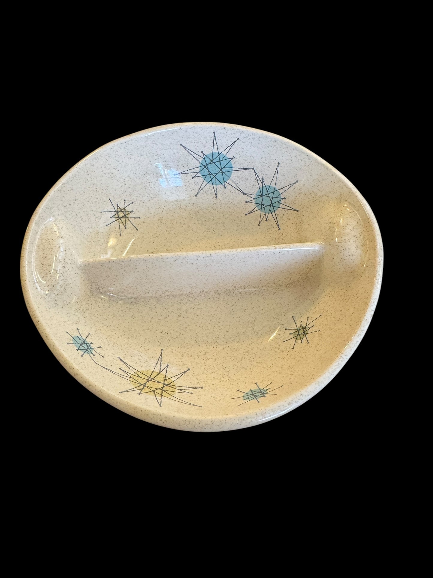 Franciscan Atomic Starburst 8" Divided Serving Bowl Mid Century Modern