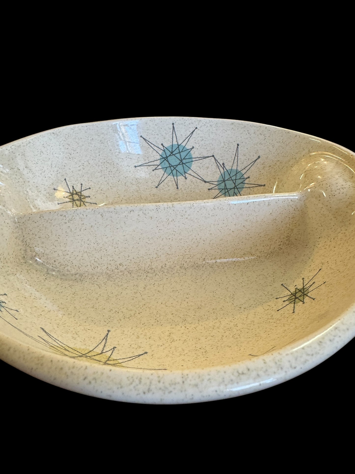 Franciscan Atomic Starburst 8" Divided Serving Bowl Mid Century Modern