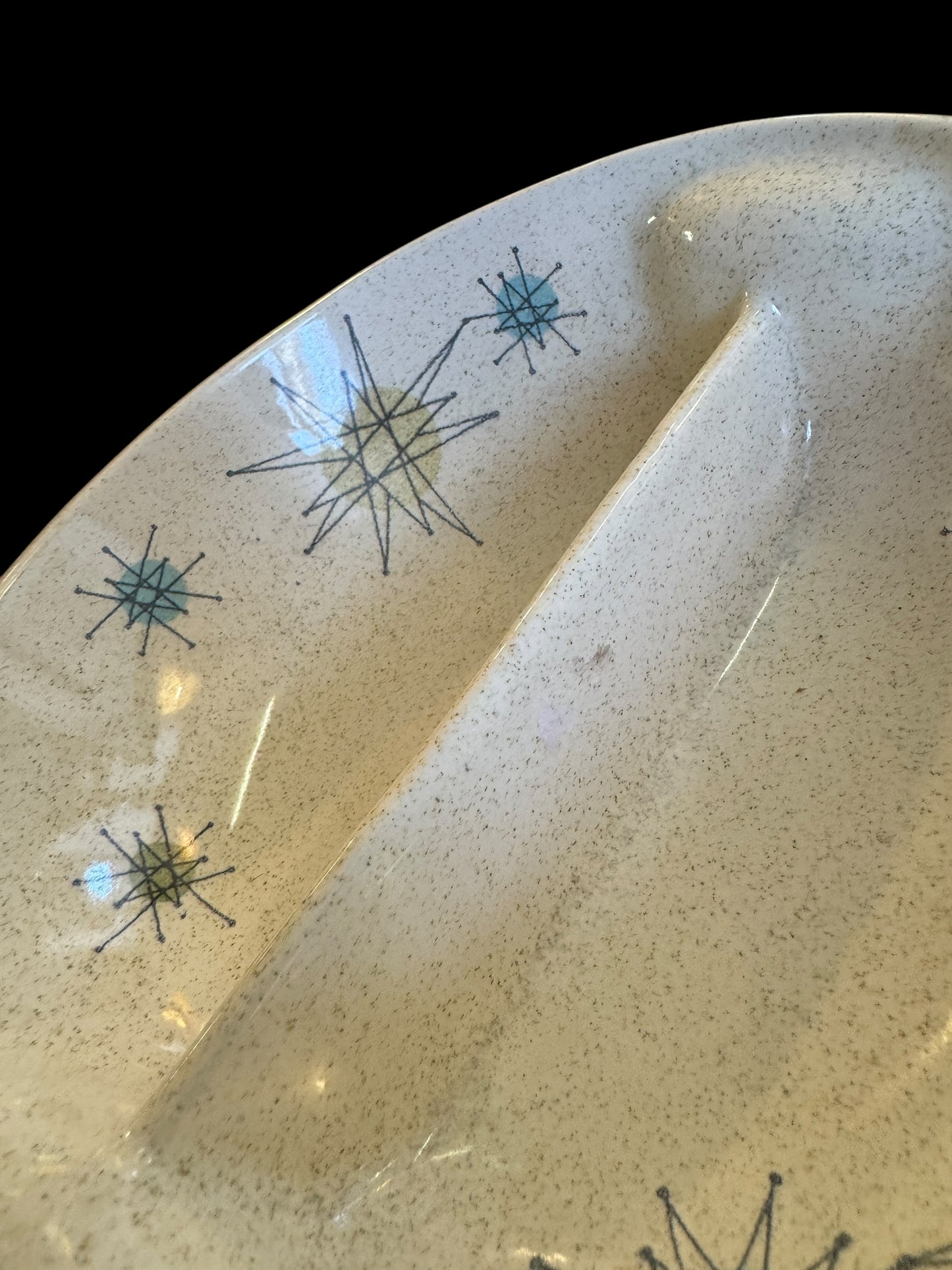 Franciscan Atomic Starburst 8" Divided Serving Bowl Mid Century Modern