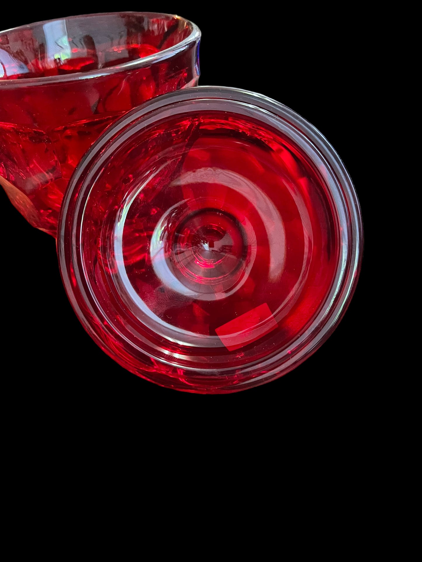 Viking Glass Red Mid Century Georgian Cream and Sugar w/ Lid