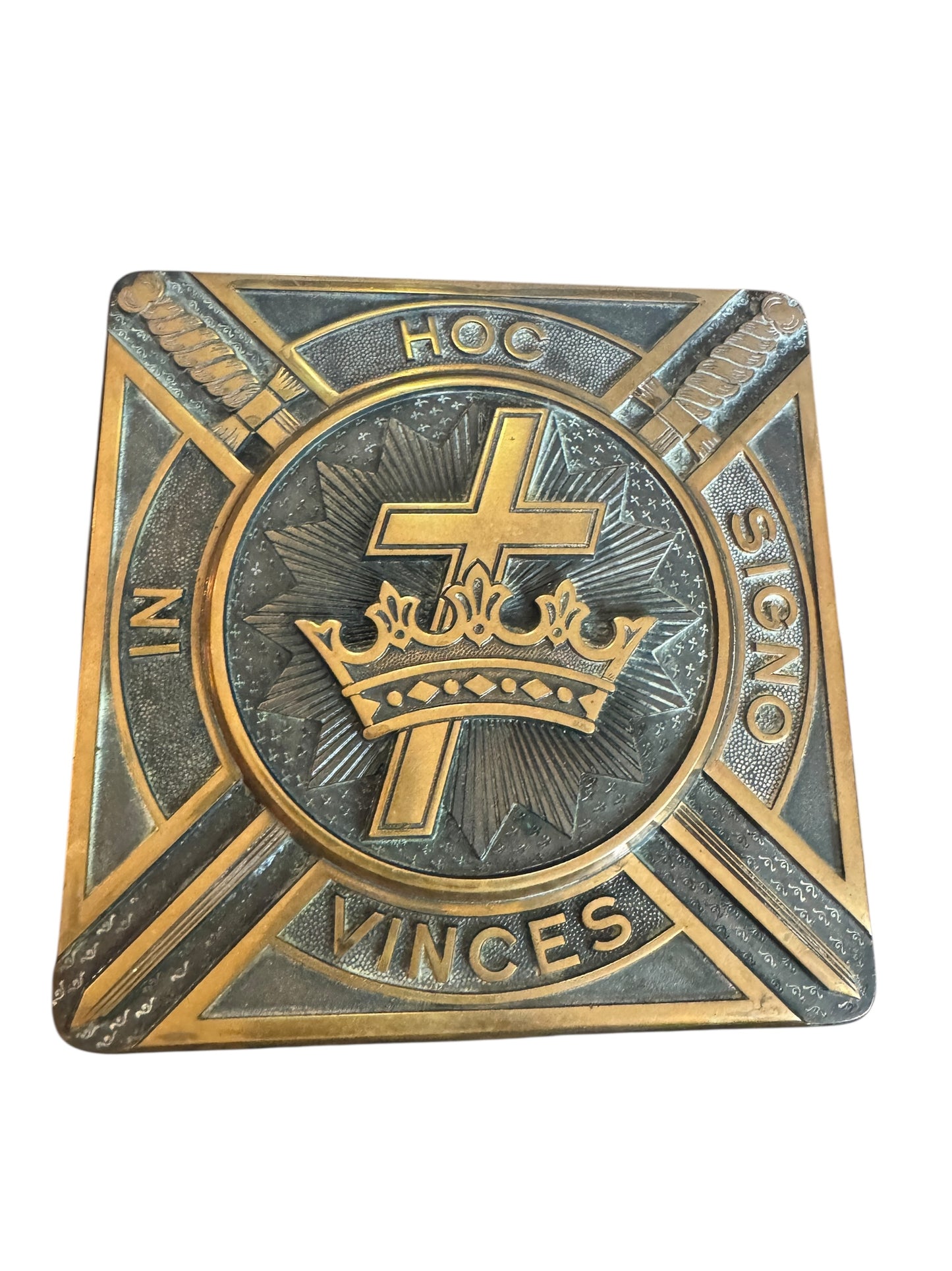 Late 20th Century Bronze Masonic Knights of Templar Cross Temple Wall Plaque