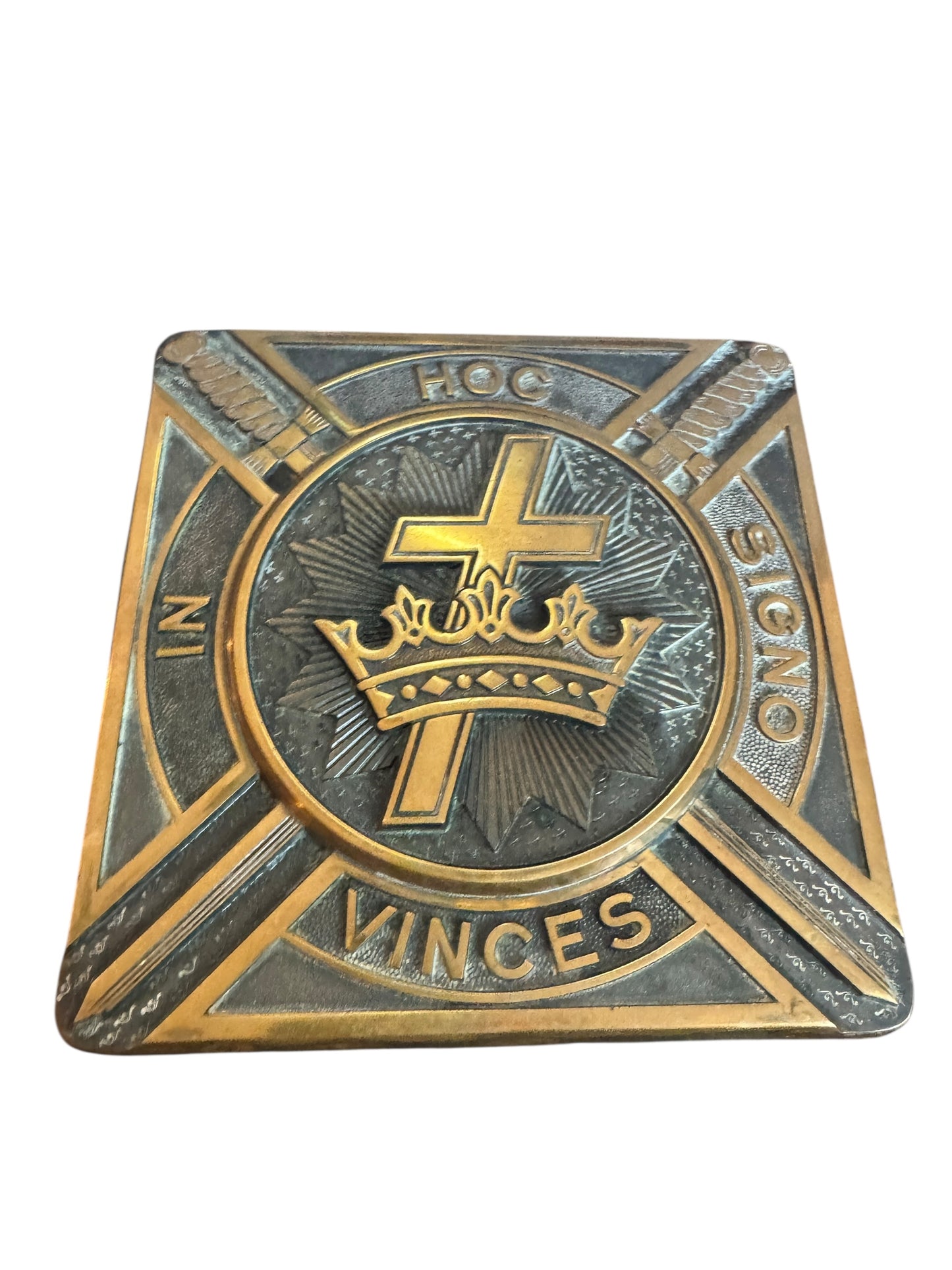 Late 20th Century Bronze Masonic Knights of Templar Cross Temple Wall Plaque