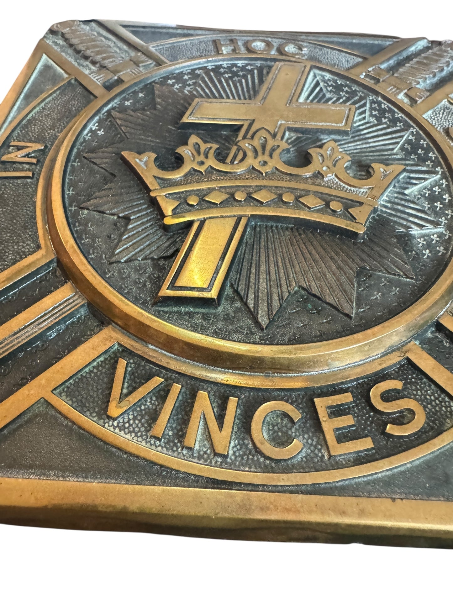 Late 20th Century Bronze Masonic Knights of Templar Cross Temple Wall Plaque