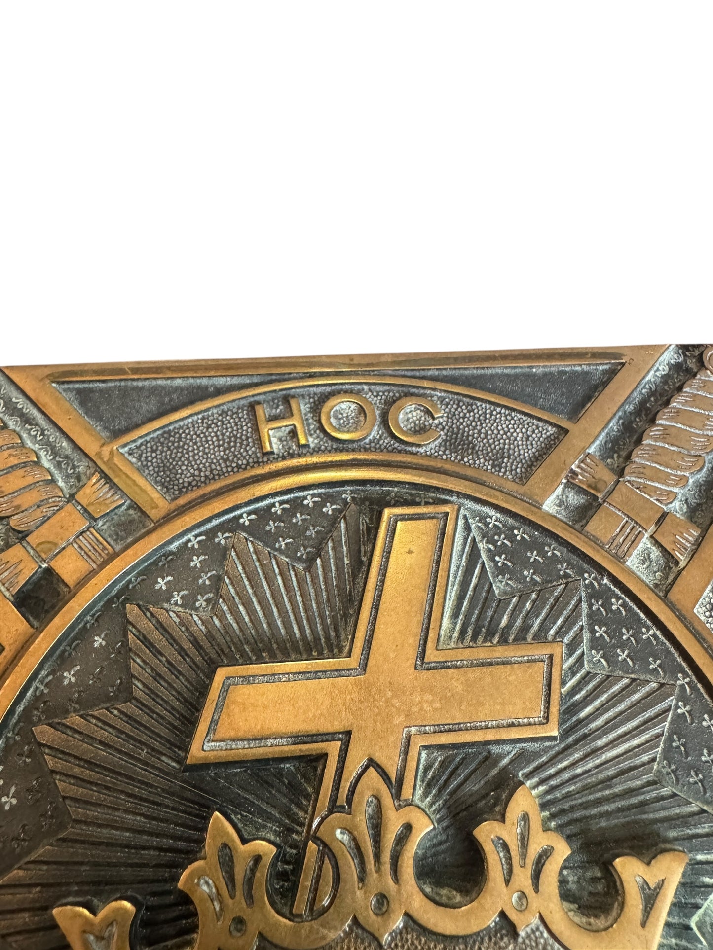 Late 20th Century Bronze Masonic Knights of Templar Cross Temple Wall Plaque