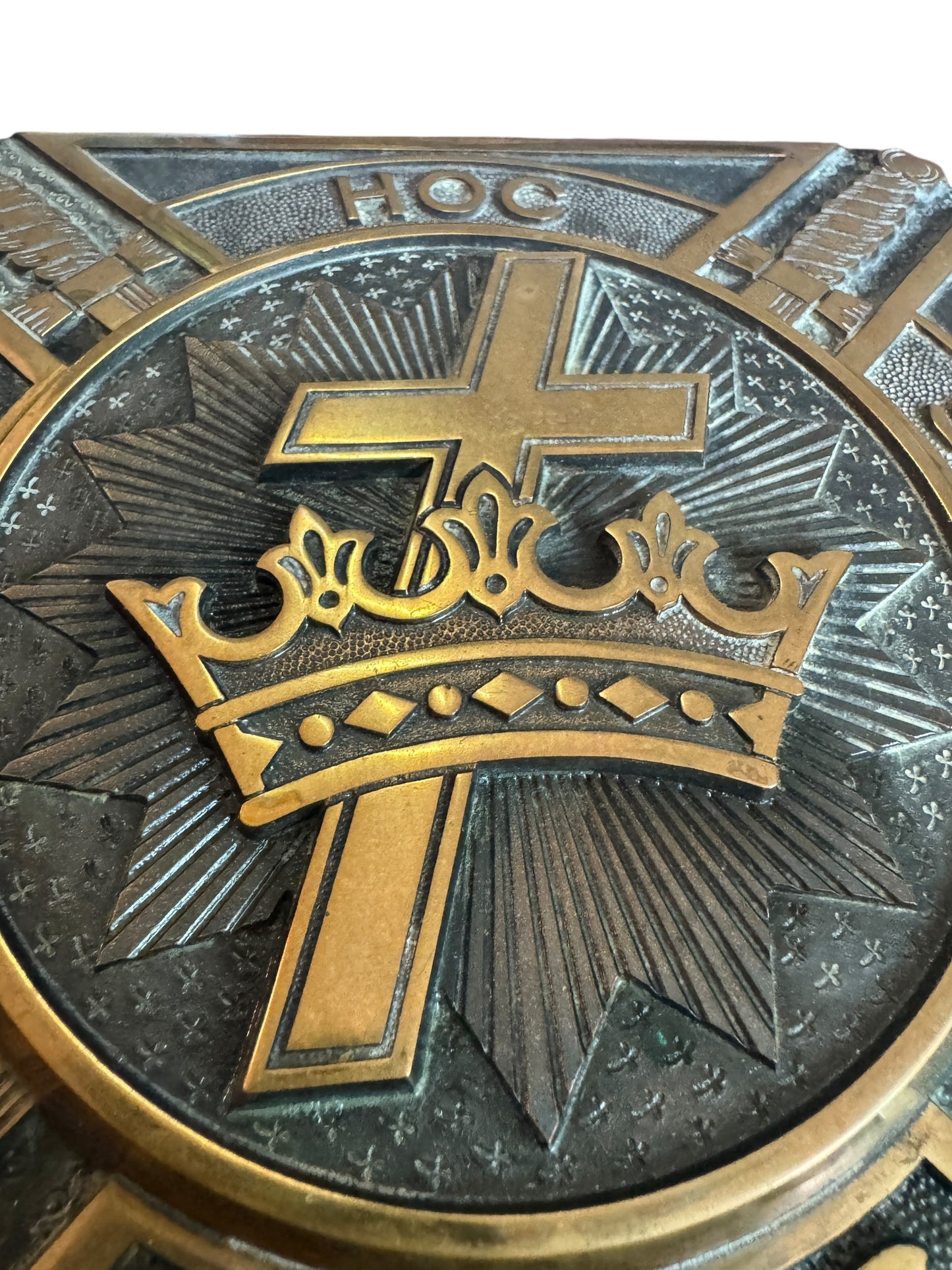 Late 20th Century Bronze Masonic Knights of Templar Cross Temple Wall Plaque