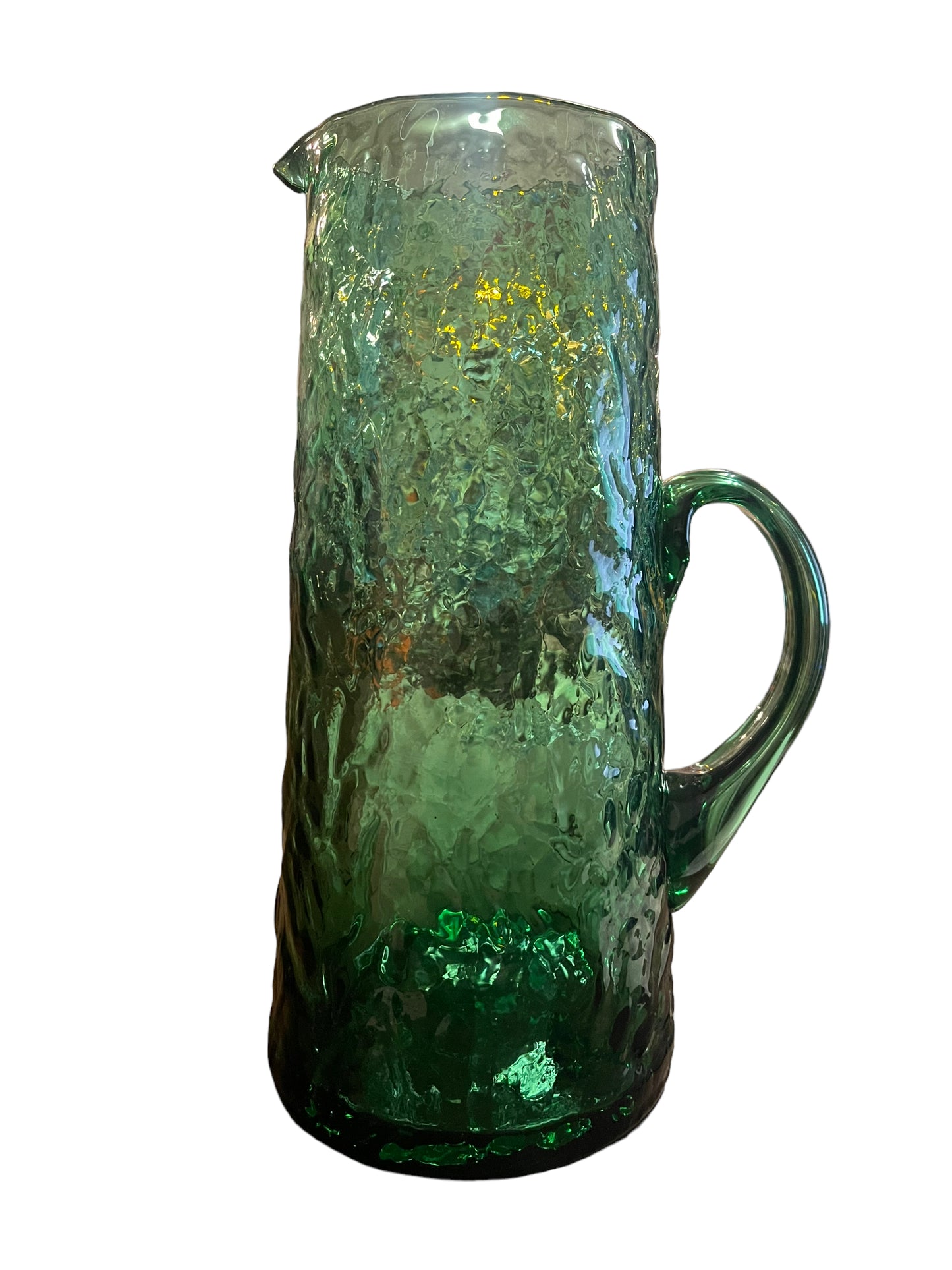 Hand Blown Art Glass Mid Century Modern Textured Pitcher
