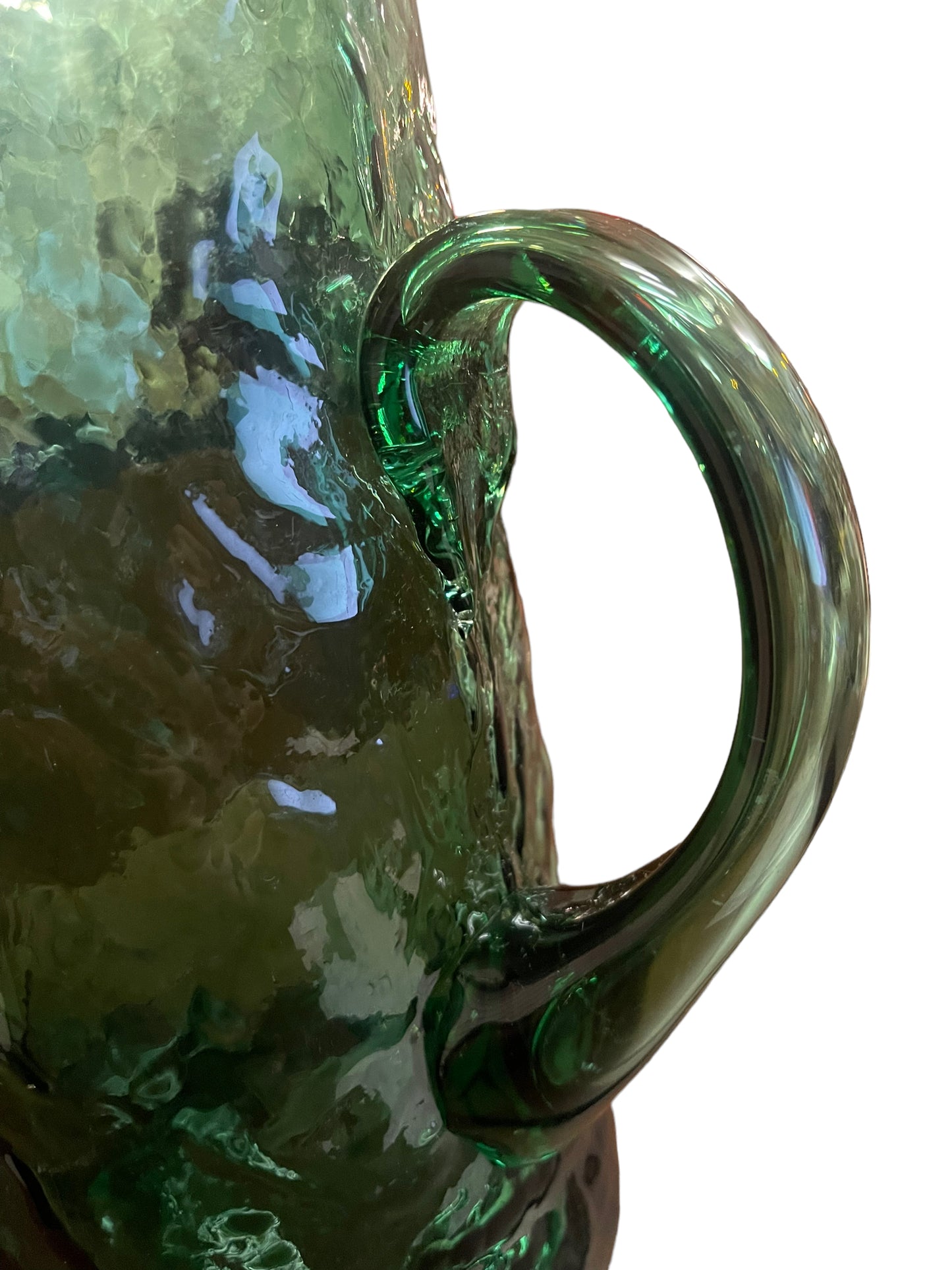 Hand Blown Art Glass Mid Century Modern Textured Pitcher