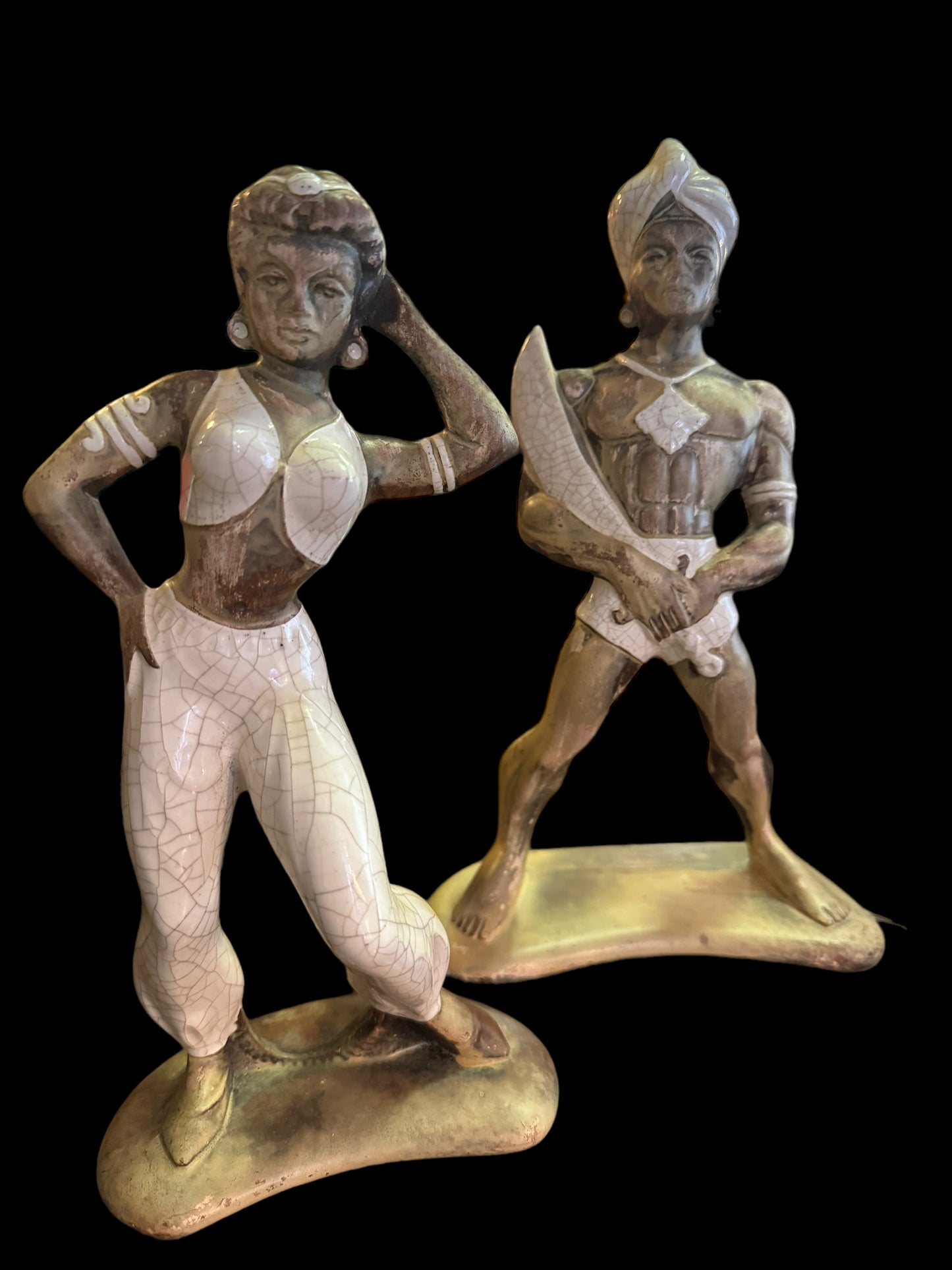 Vintage Treasure Craft Hawaiian Statues Tiki Decor Warriors