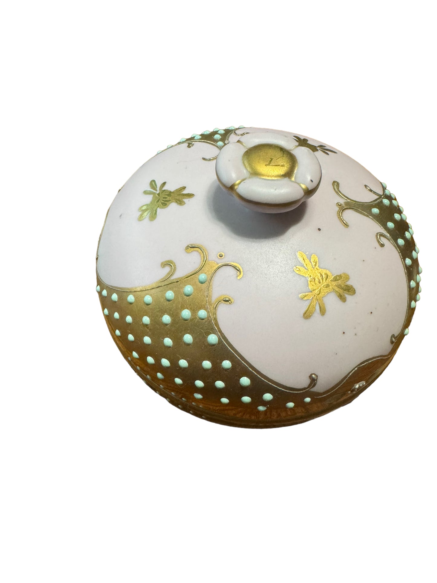 Antique Hand Painted Pink and Gold Candy / Sugar Bowl Dish