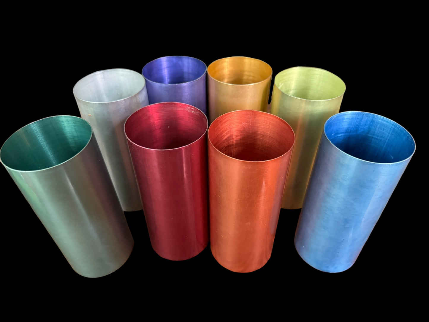 Vintage 8 Perma Hues Anodized Spun Aluminum Tumblers Cups