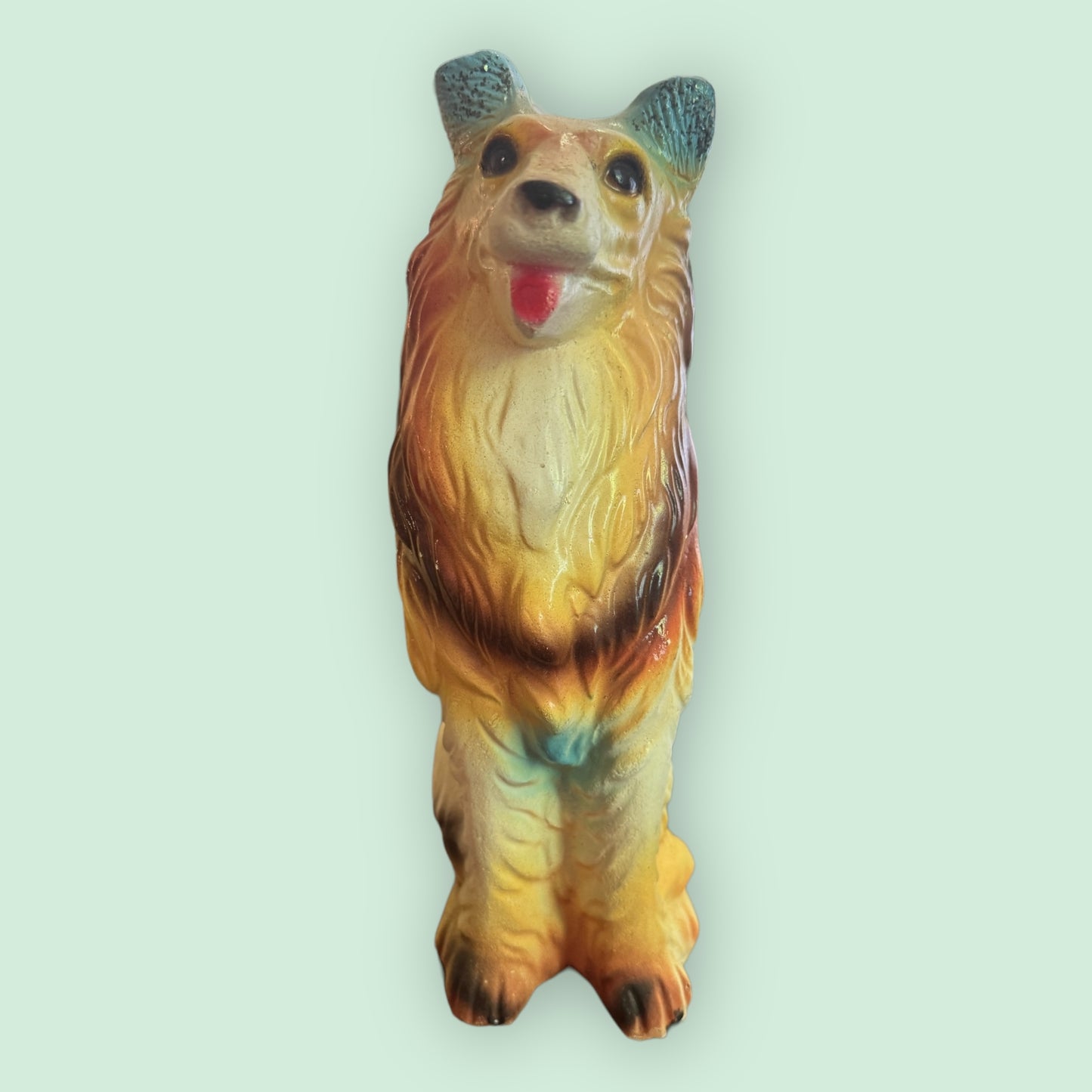 Vintage 1930s Carnival Chalkware Collie Sheltie Dog Figurine / Statue / Bank