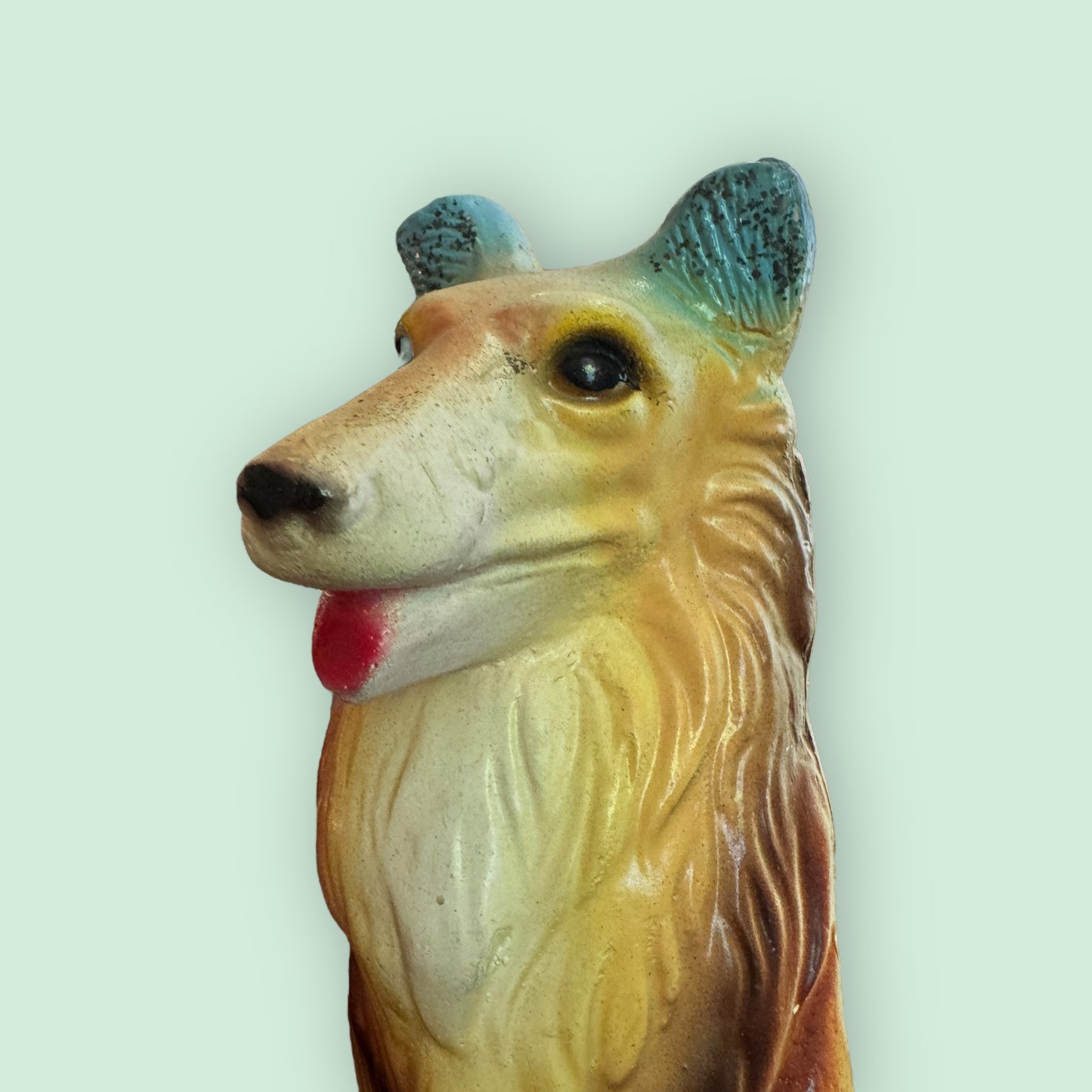 Vintage 1930s Carnival Chalkware Collie Sheltie Dog Figurine / Statue / Bank