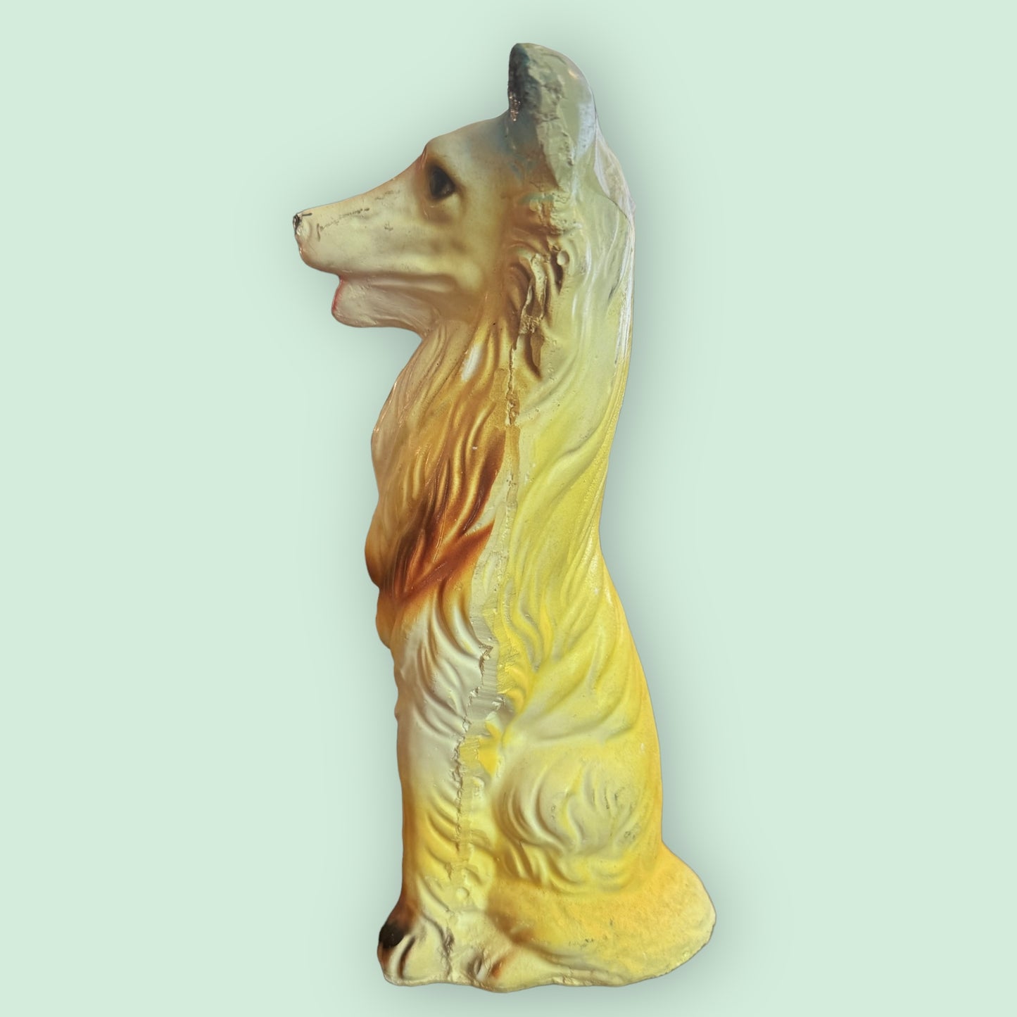 Vintage 1930s Carnival Chalkware Collie Sheltie Dog Figurine / Statue / Bank