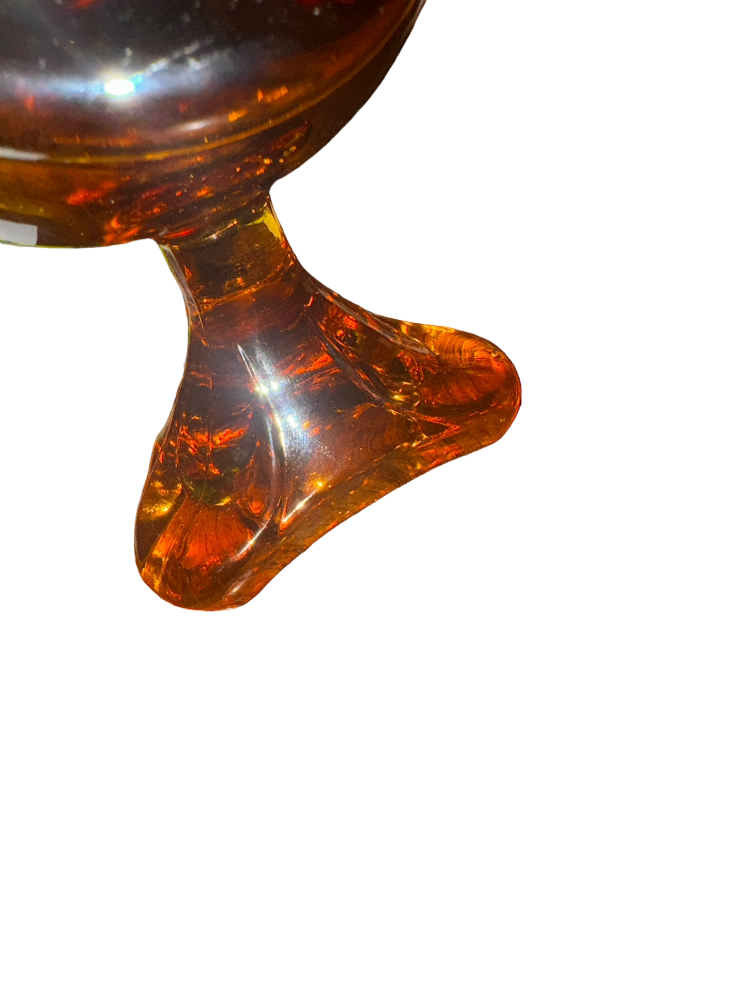 Vintage Viking Amber Glass Epic Drape Candy Dish with Lid