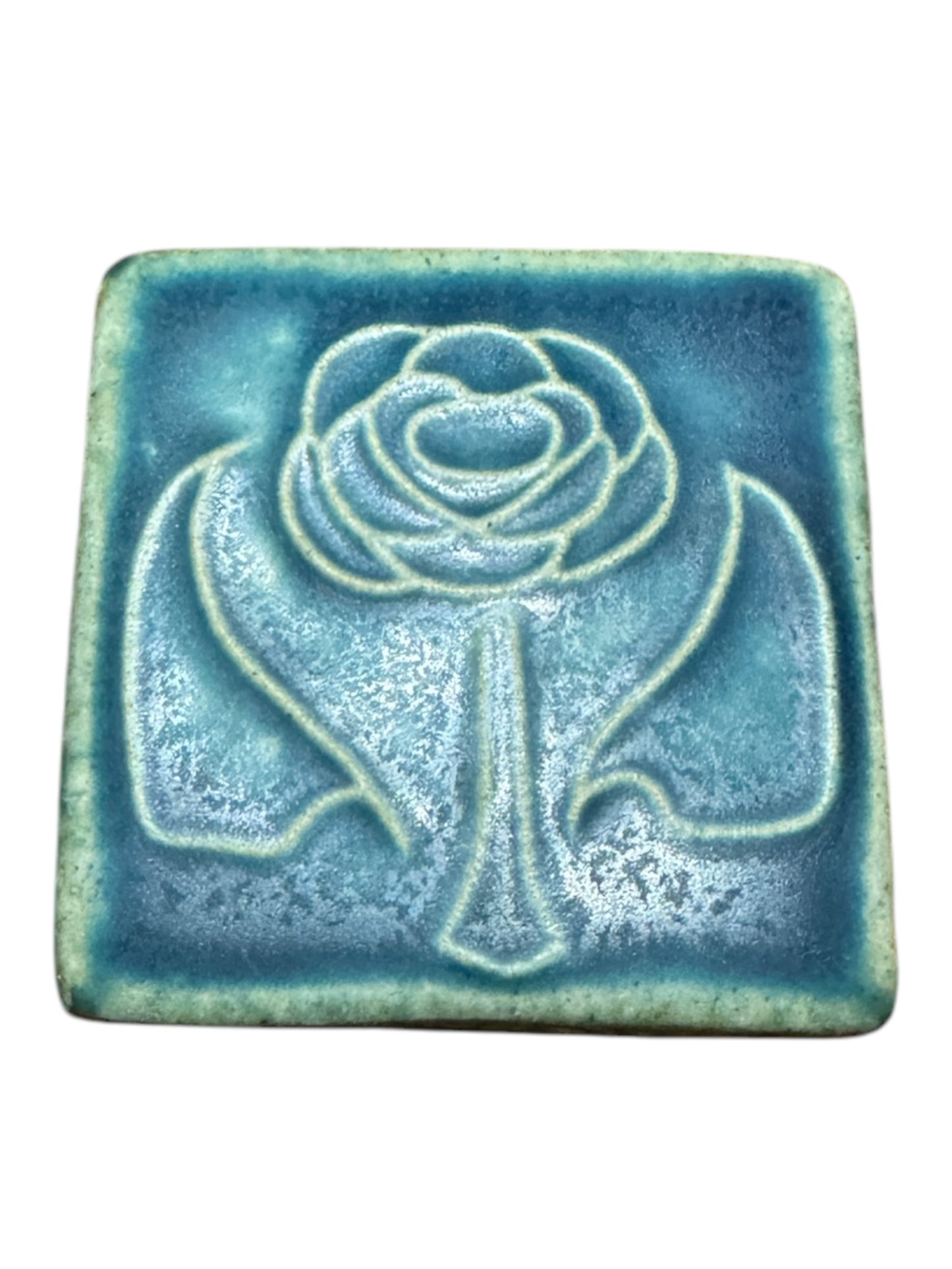 Pewabic 2009 Blue Rose Flower Tile