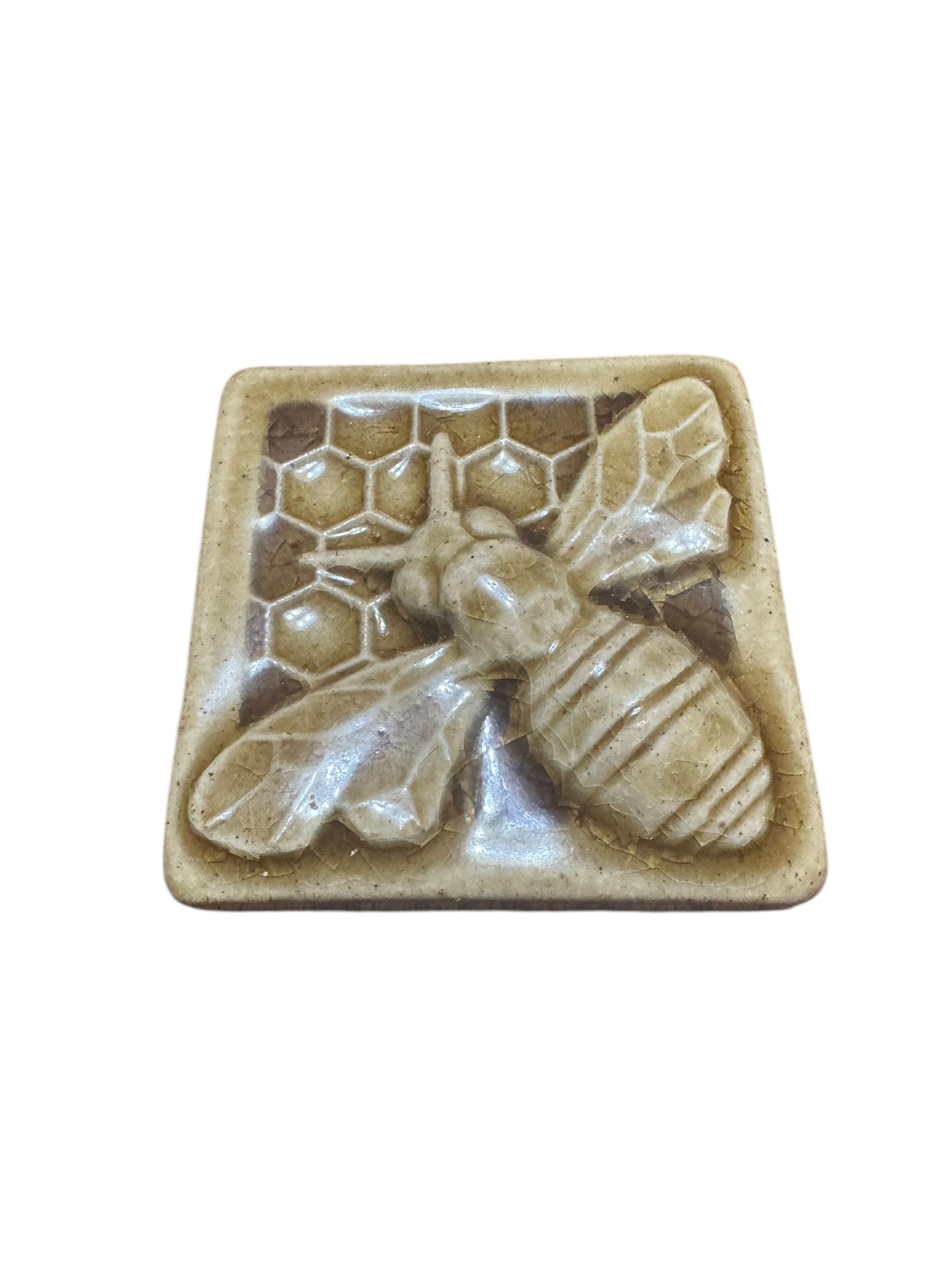 Pewabic 2014 Brown Bumble Bee with Honeycomb Tile