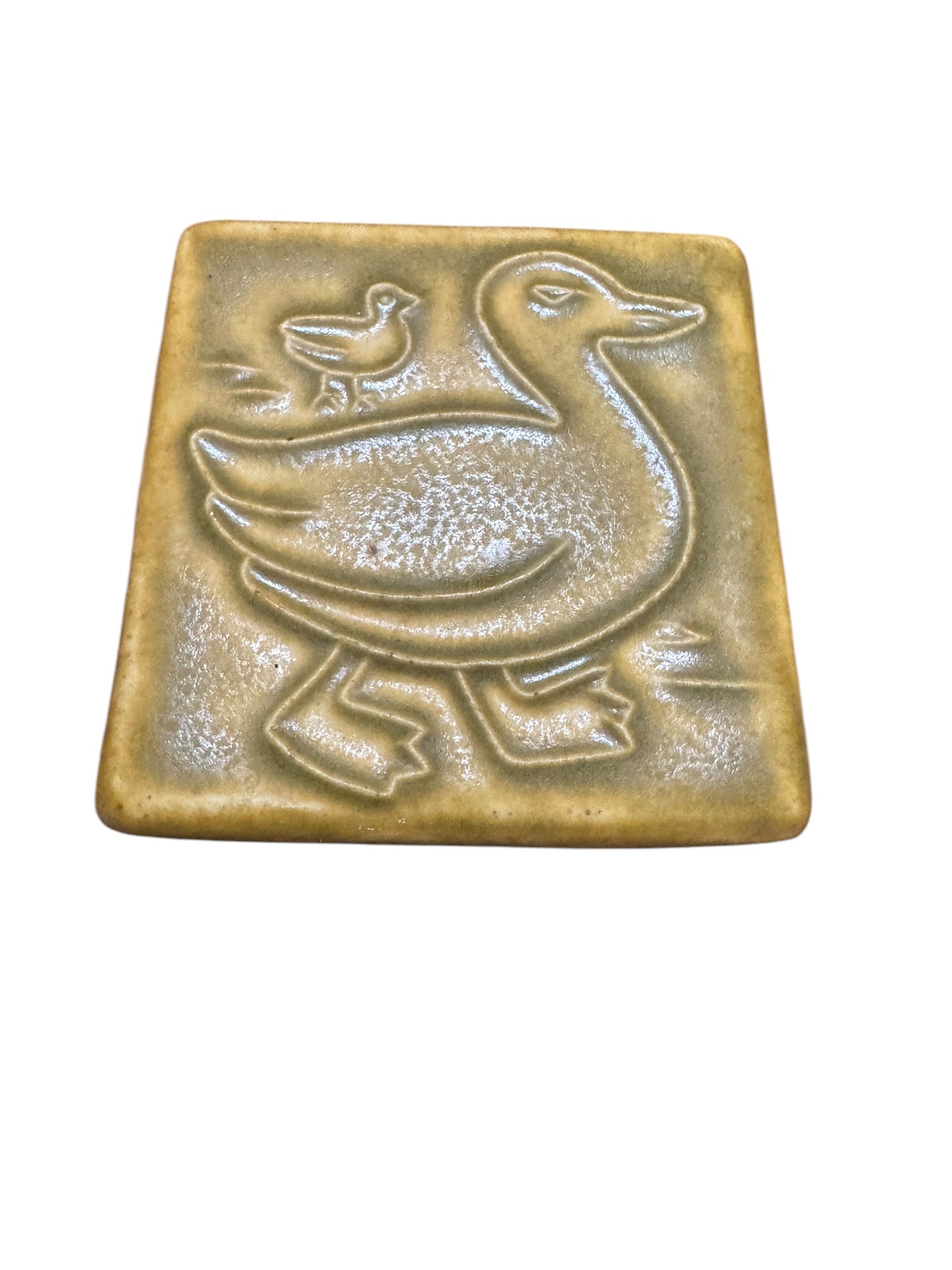 Pewabic 2009 Brown Duck with Baby Tile
