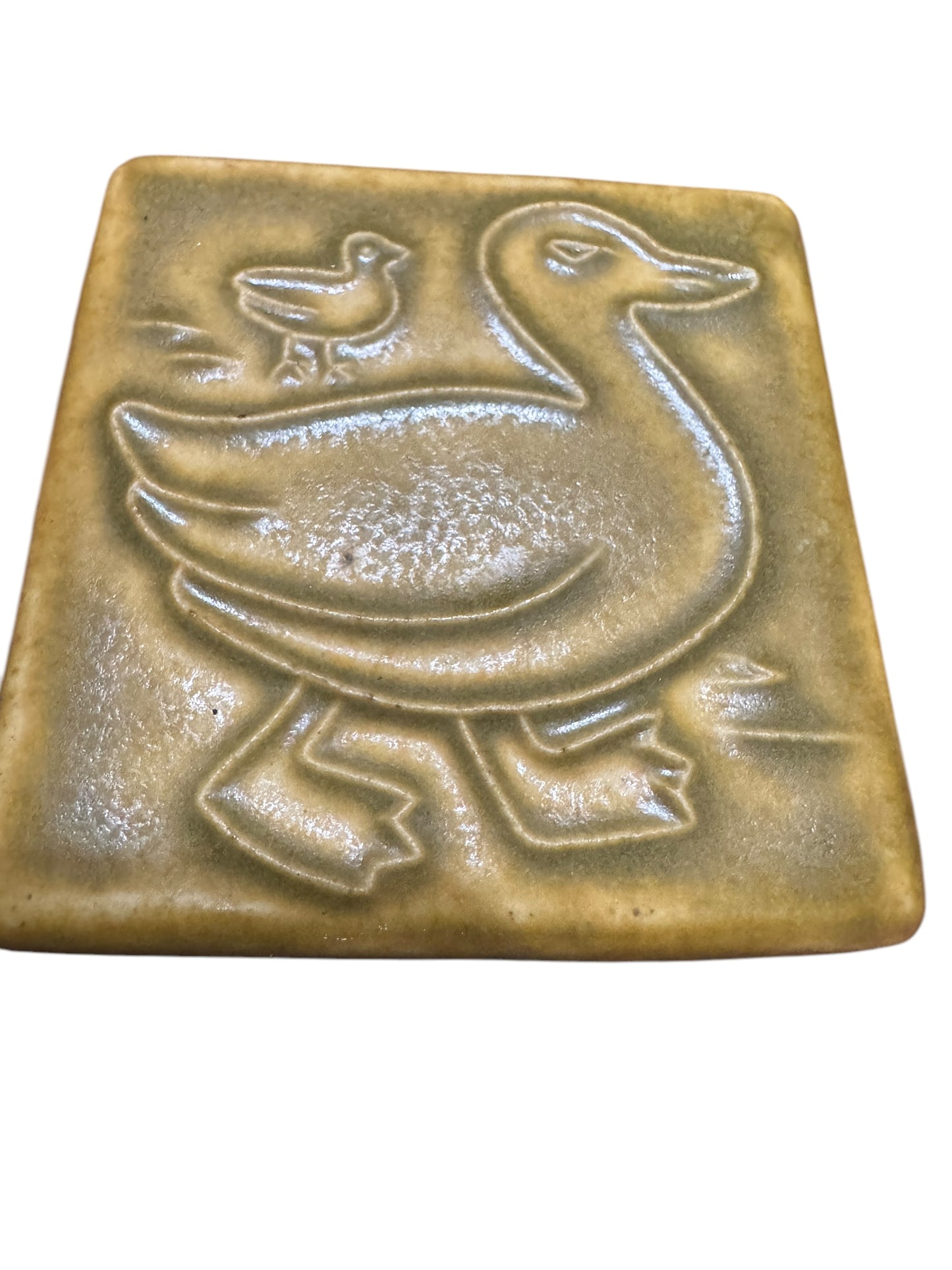 Pewabic 2009 Brown Duck with Baby Tile