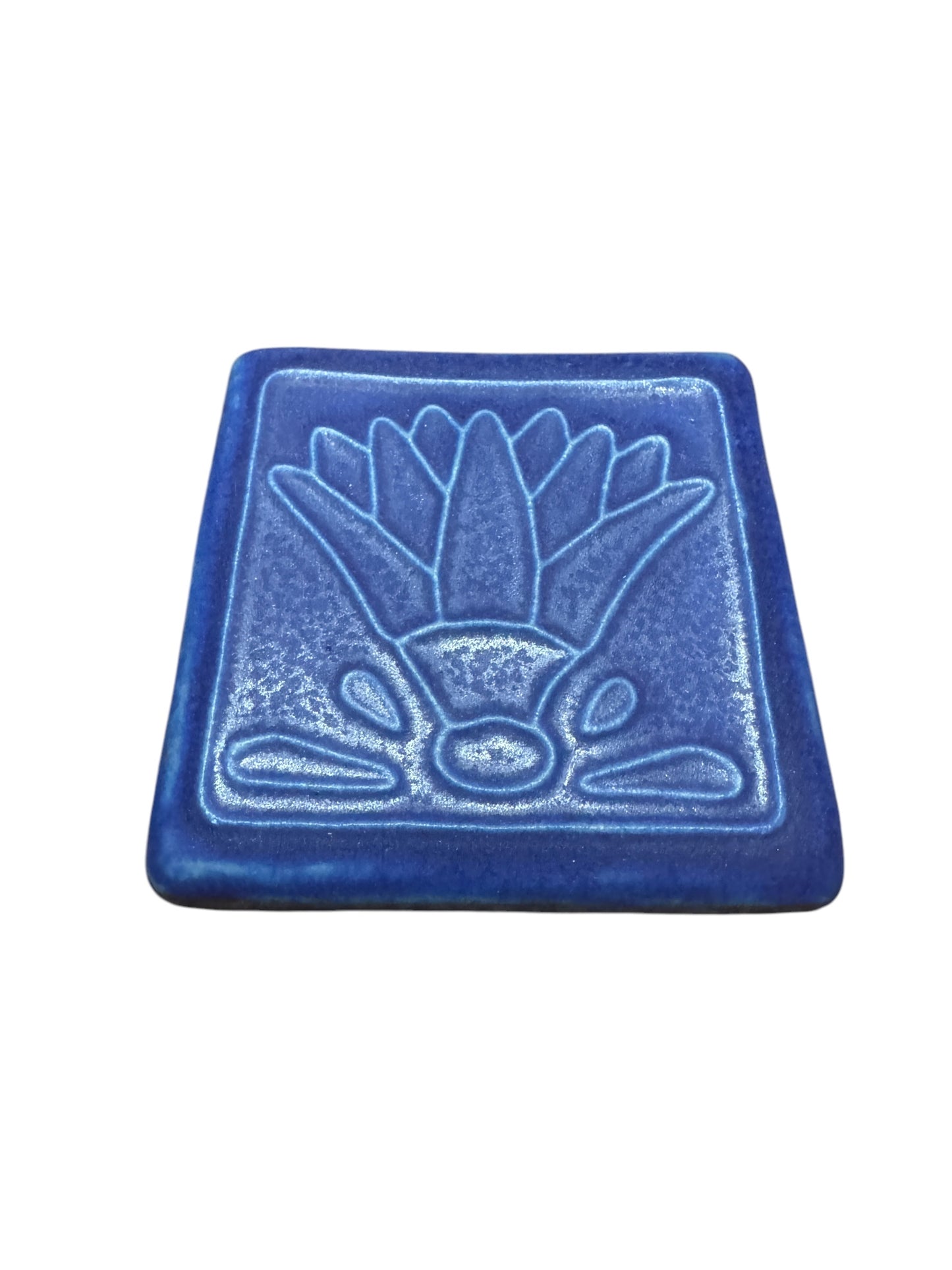 Pewabic 110 Blue Egyptian Lotus / Flower Tile