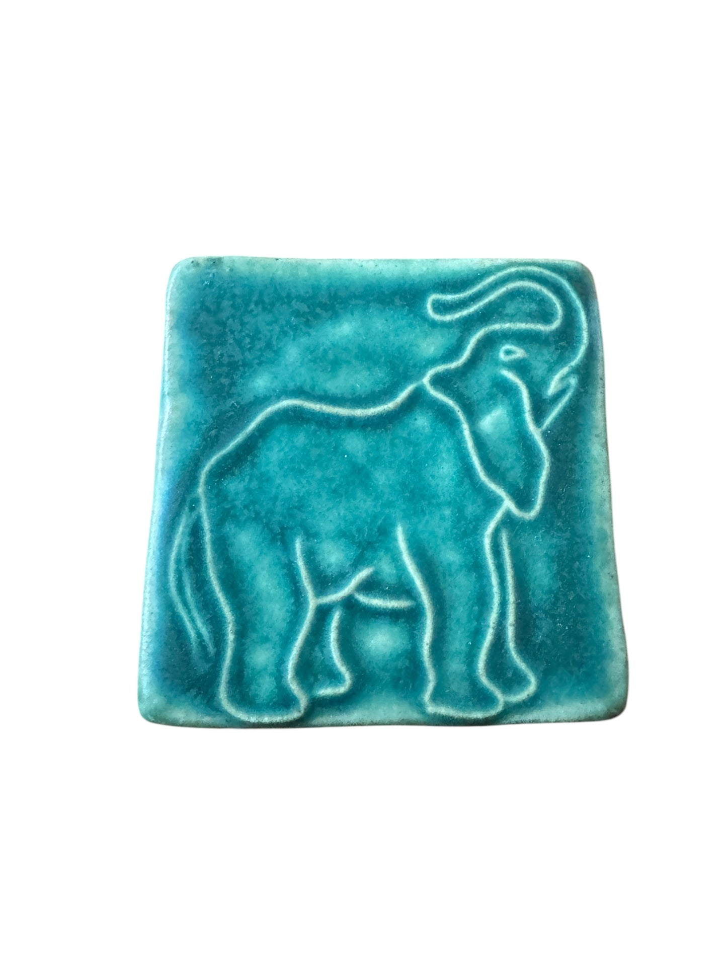 Pewabic Green 2010 3x3 Happy Elephant Tile
