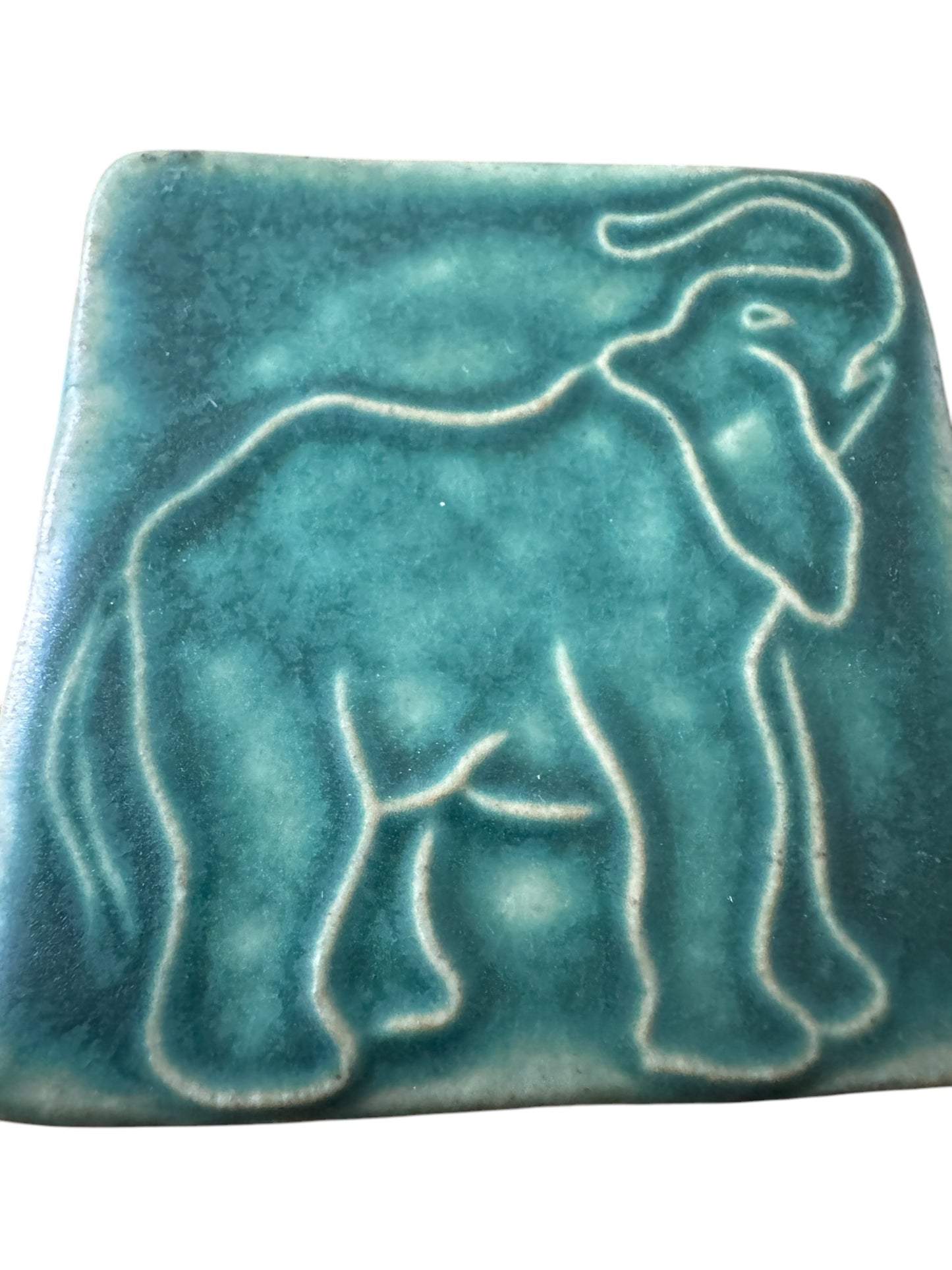 Pewabic Green 2010 3x3 Happy Elephant Tile